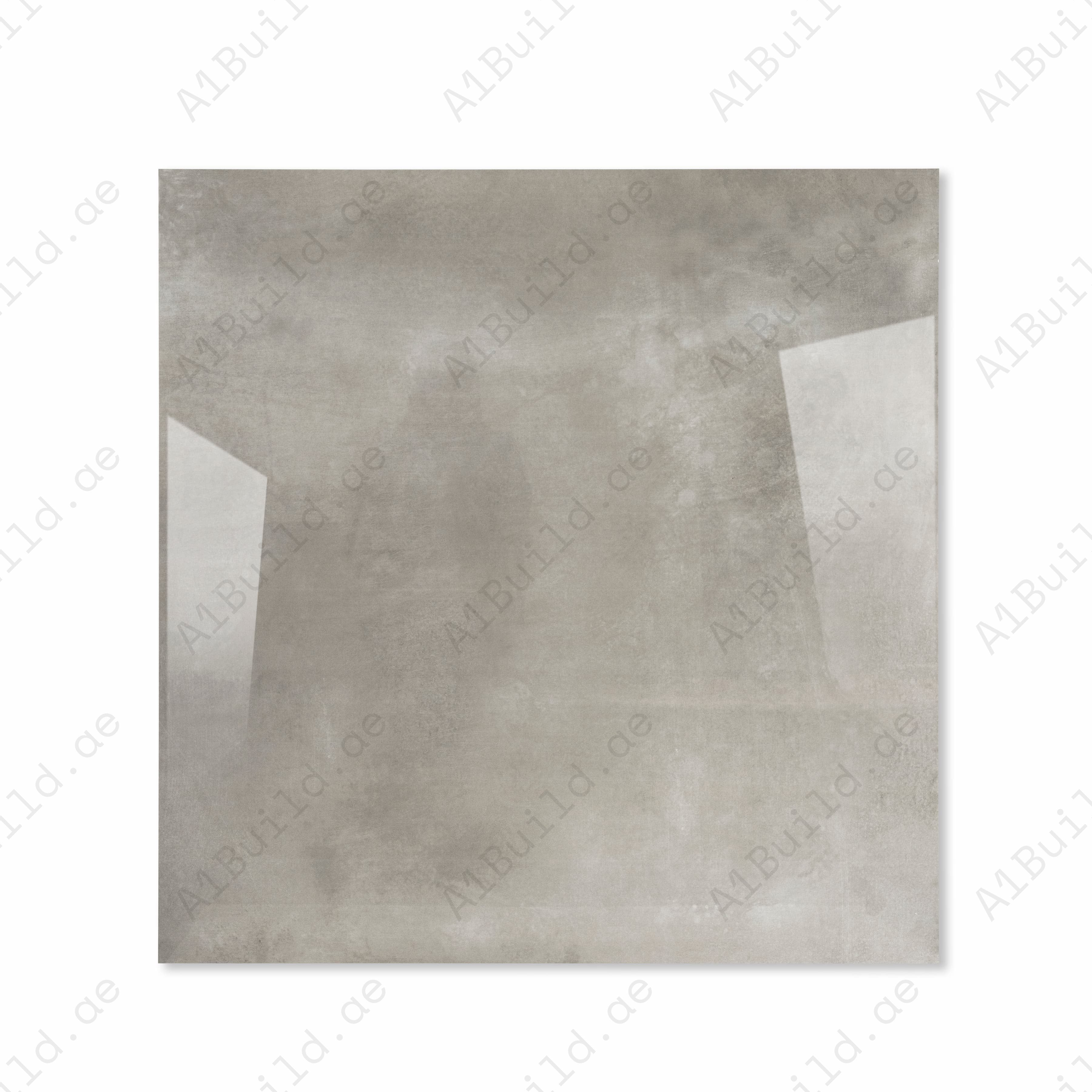 Top view of Portland Grey concrete-look porcelain tile with smooth surface and glossy finish