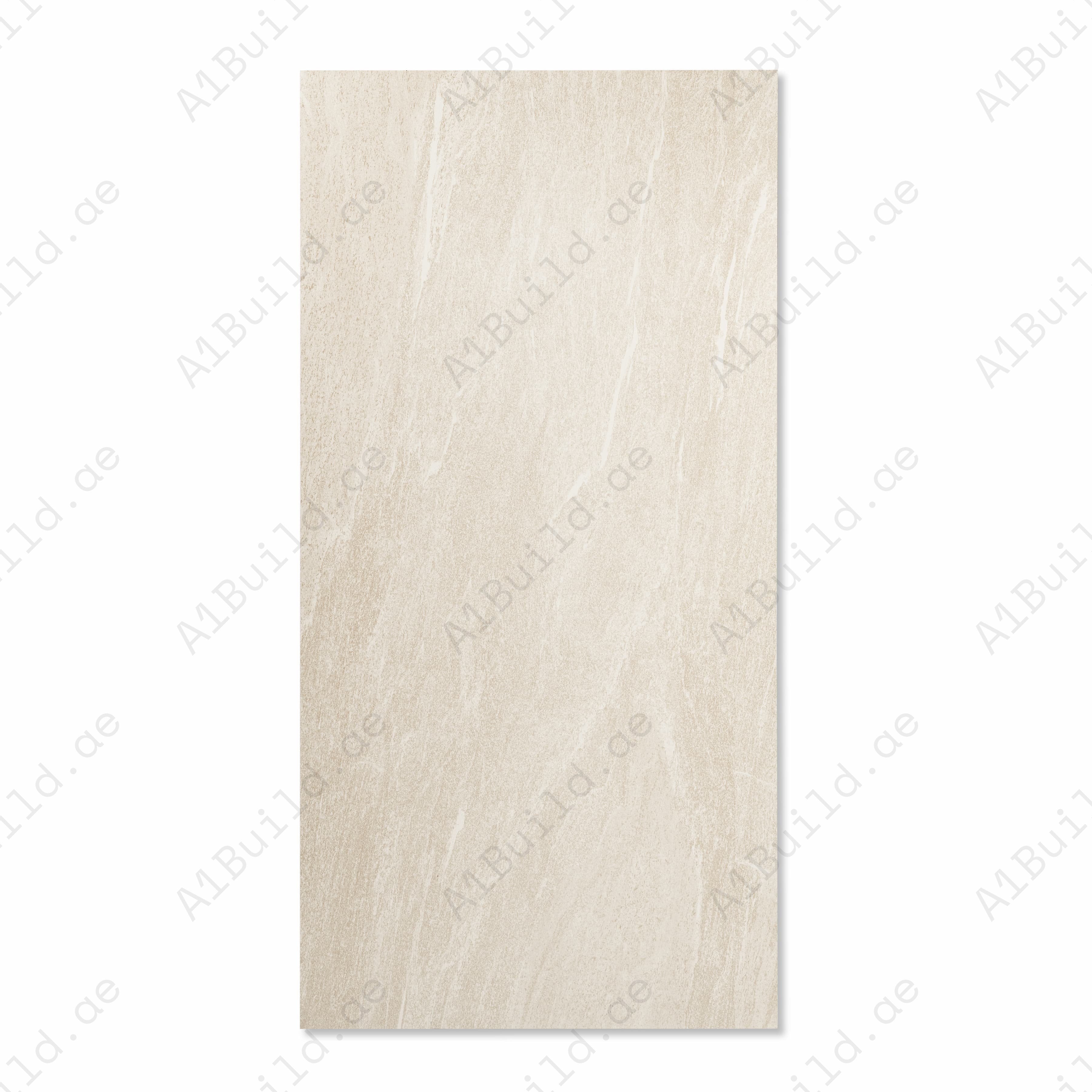 Nortstone Ivory Matte Porcelain Tile 60x120cm | Quartzite Slate Look Large Format Floor & Wall Tile | Natural Stone Effect Flooring UAE