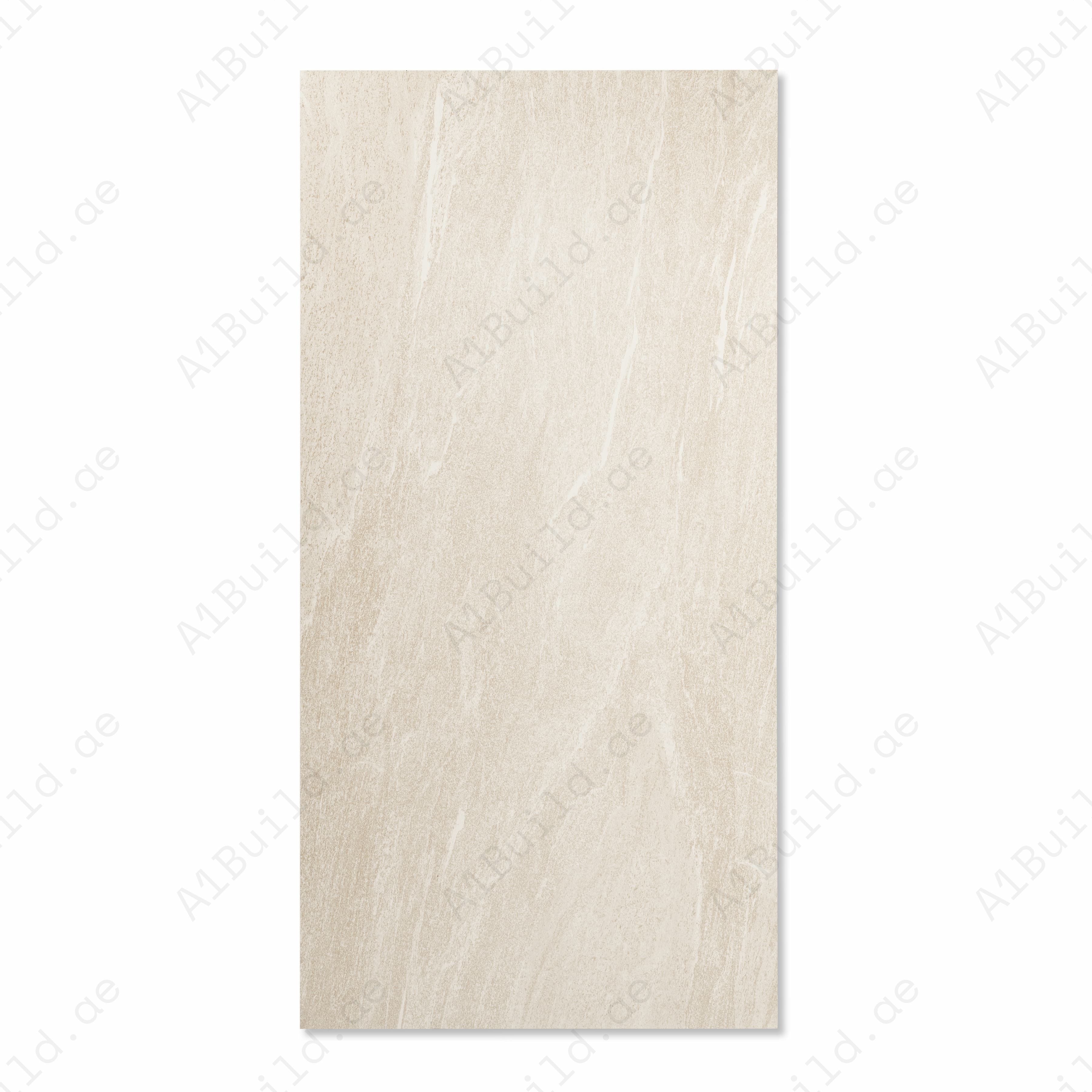Nortstone Ivory Matte Porcelain Tile 60x120cm | Quartzite Slate Look Large Format Floor & Wall Tile | Natural Stone Effect Flooring UAE