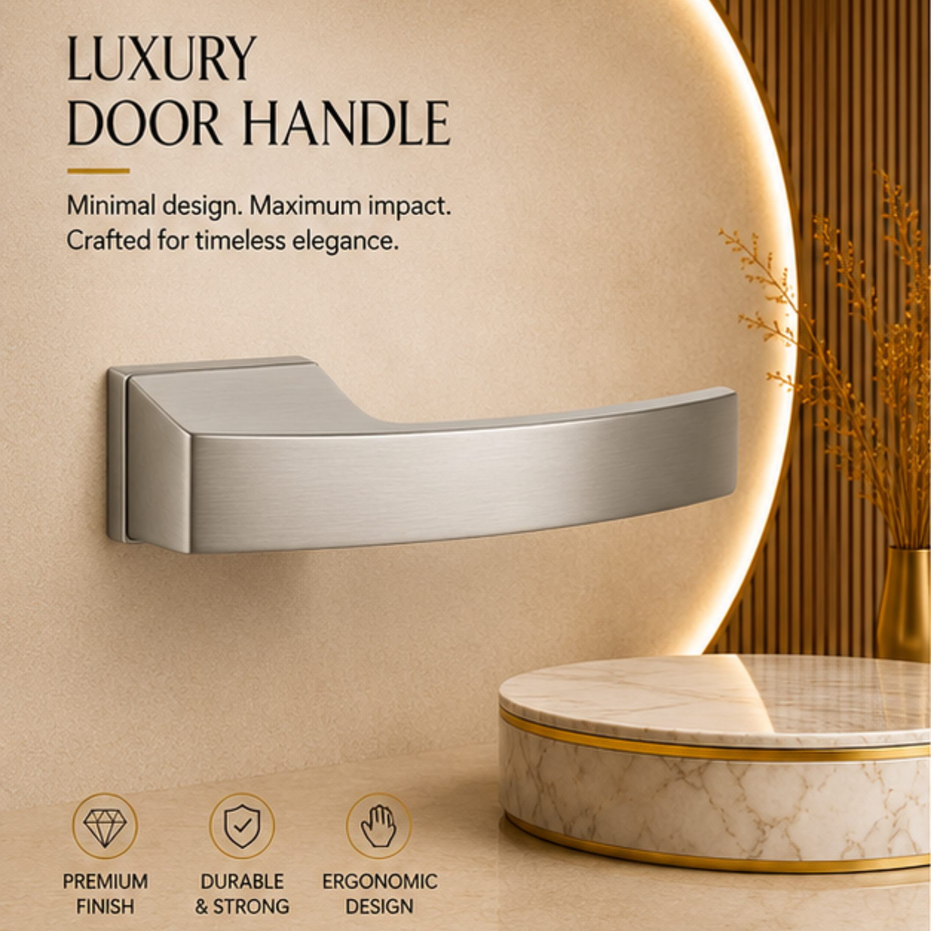 ALA.6017 premium aluminum alloy door lock handle in Matt Satin Nickel finish. Durable modern architectural hardware for homes, hotels, offices, and interiors.
