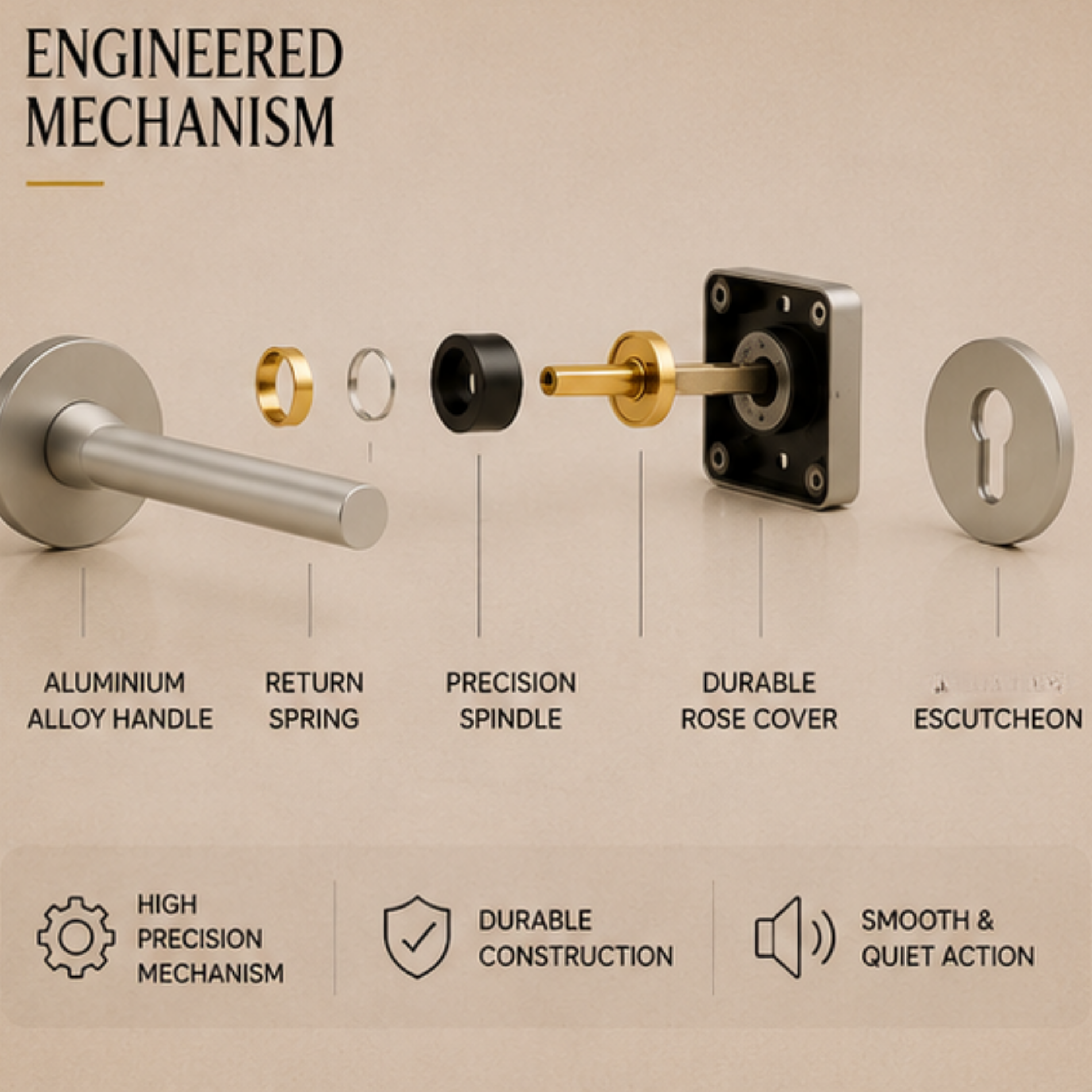 ALA.6239 premium aluminum alloy door lock handle in Matt Satin Nickel finish. Durable architectural hardware for modern homes, hotels, offices, and interiors.