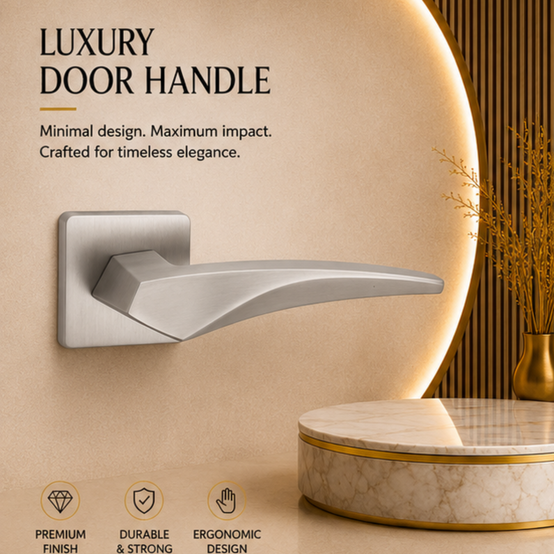 ALA.6439 premium aluminum alloy door lock handle in Matt Satin Nickel finish. Durable architectural hardware for modern homes, hotels, offices, and interiors.