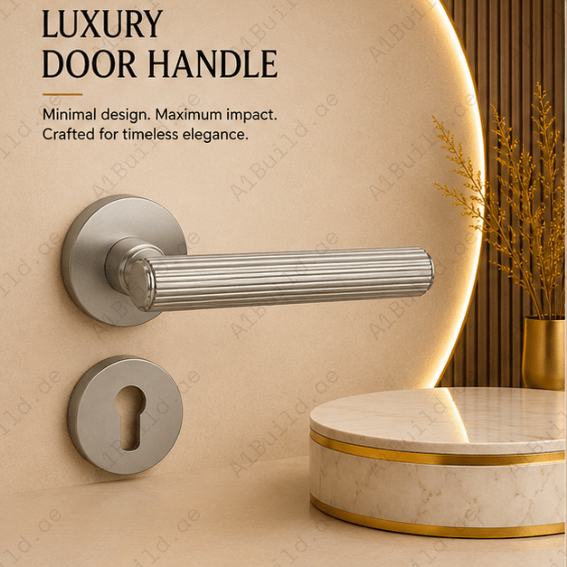 ALA.6515 premium aluminum alloy door lock handle in Matt Satin Nickel finish. Durable architectural hardware for modern homes, hotels, offices, and interiors.