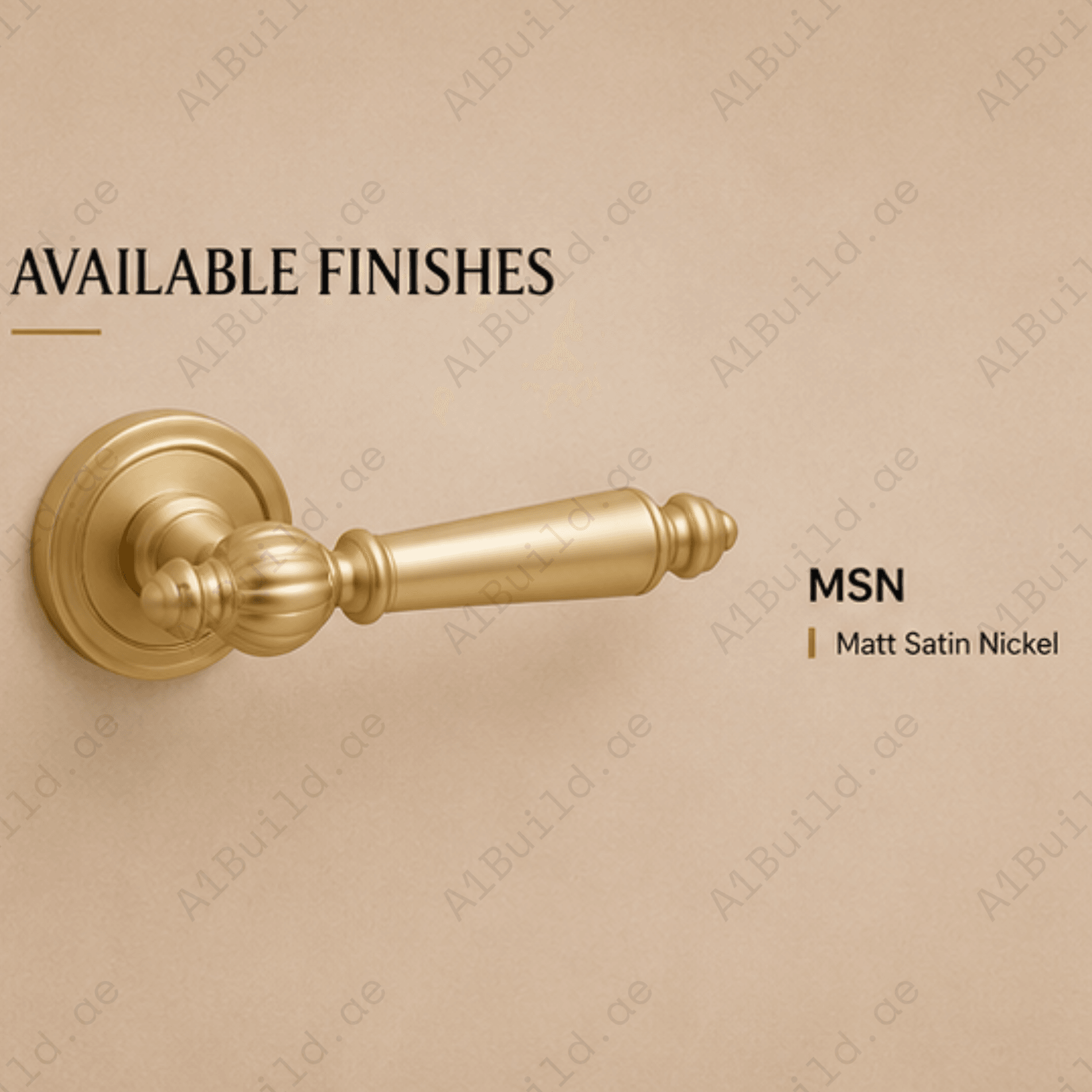 ALA.6538 premium aluminum alloy door lock handle in Matt Satin Brass finish. Modern architectural hardware for luxury homes, hotels, offices, and interiors.