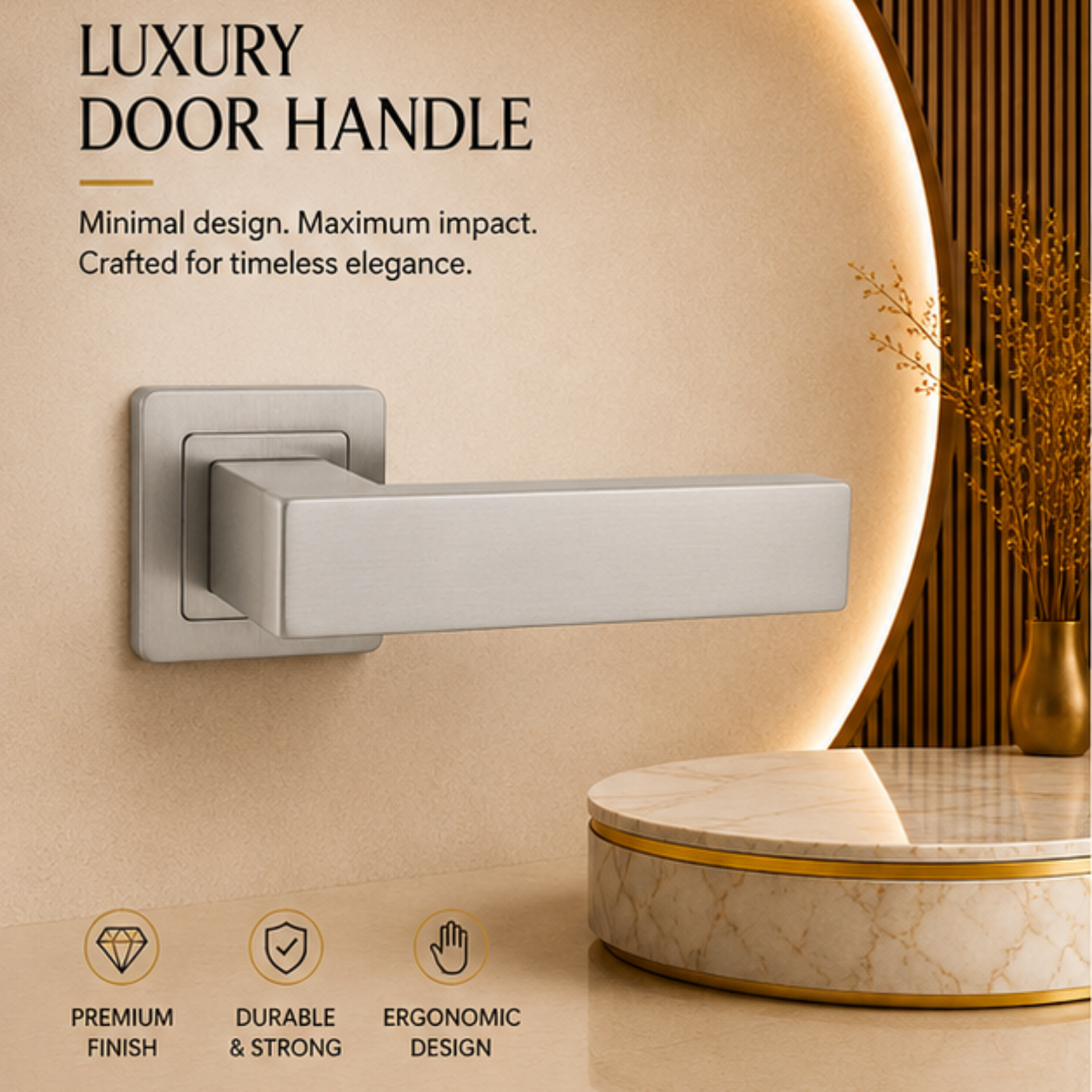 ALA.6683 premium aluminum alloy door lock handle in Matt Satin Nickel finish. Durable architectural hardware for modern homes, hotels, offices, and interiors.