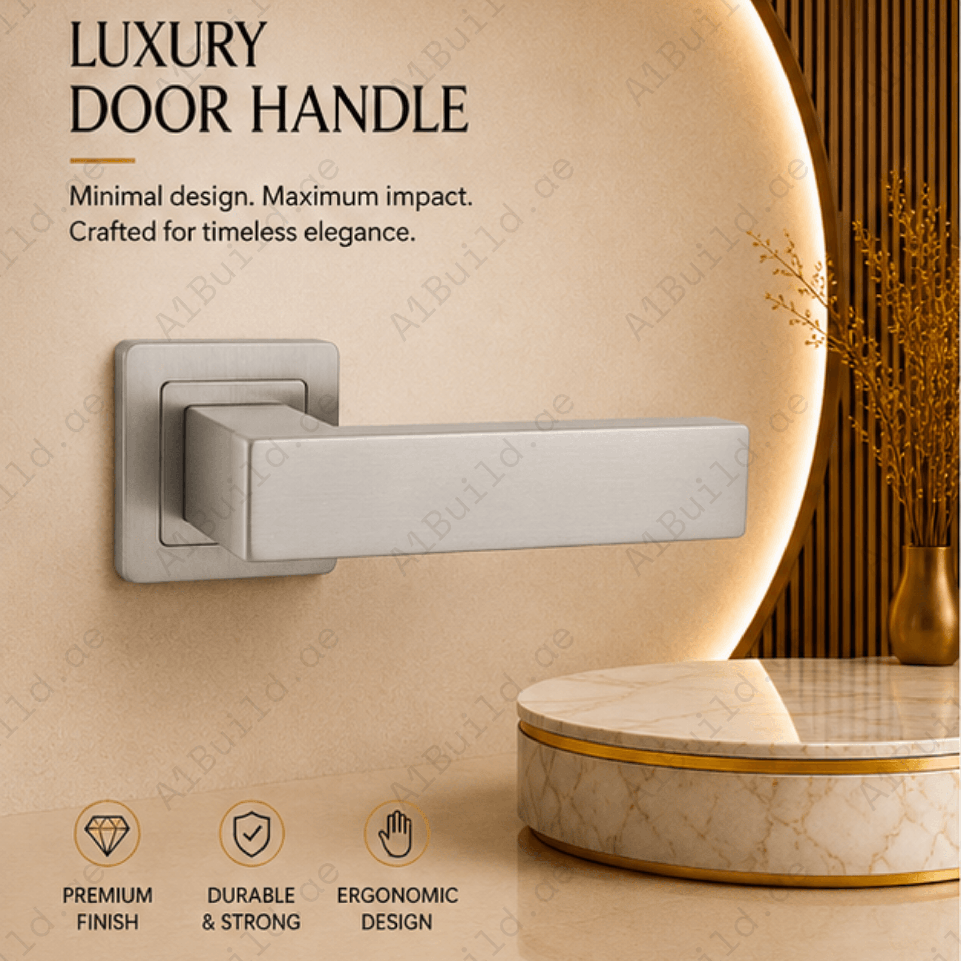 ALA.6683 premium aluminum alloy door lock handle in Matt Satin Nickel finish. Durable architectural hardware for modern homes, hotels, offices, and interiors.