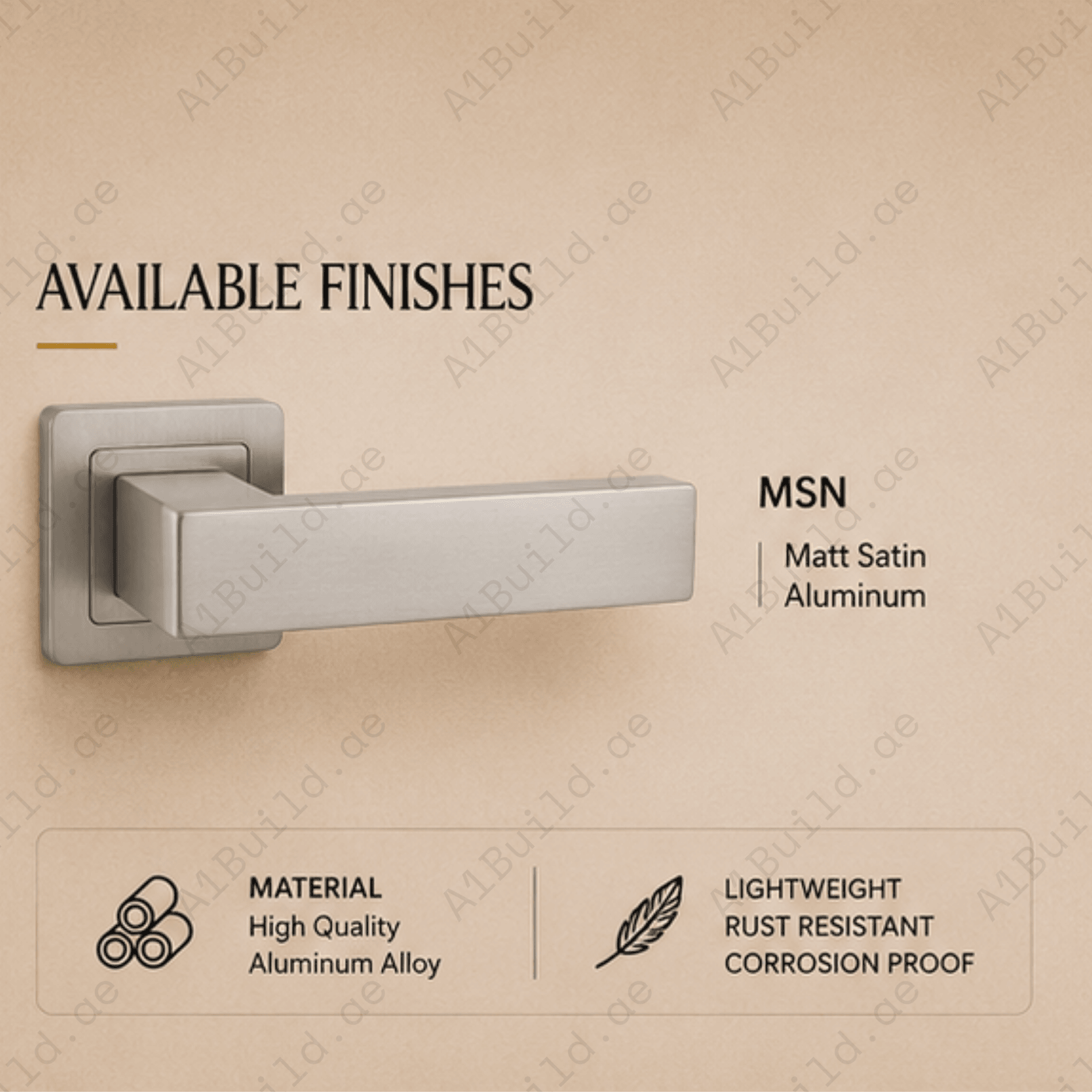 ALA.6683 premium aluminum alloy door lock handle in Matt Satin Nickel finish. Durable architectural hardware for modern homes, hotels, offices, and interiors.