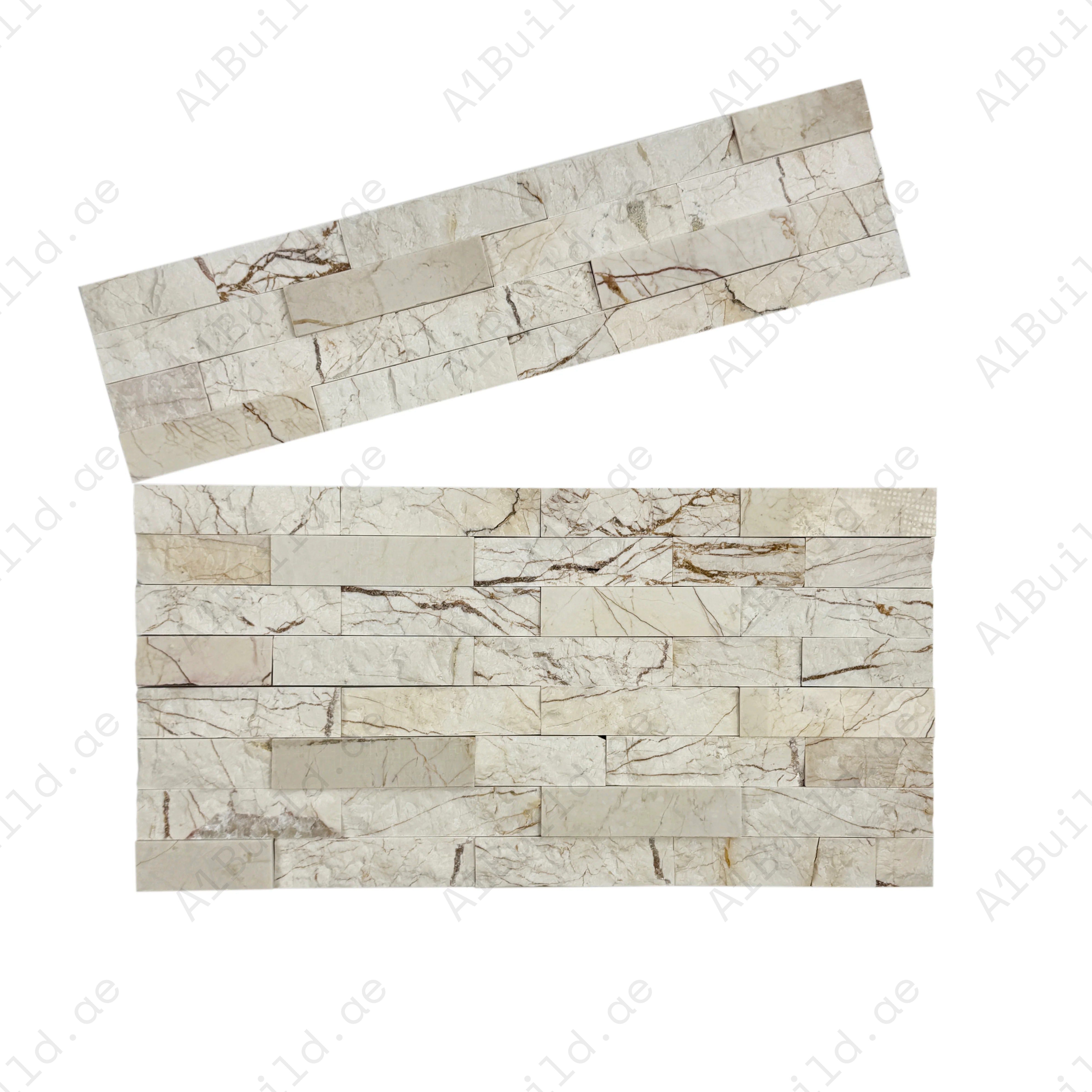 Add luxury with Luxe Aura Parchment Beige marble cladding. Sofitel polish & split finish with gold lines, crafted from durable slate stone for walls & facades.