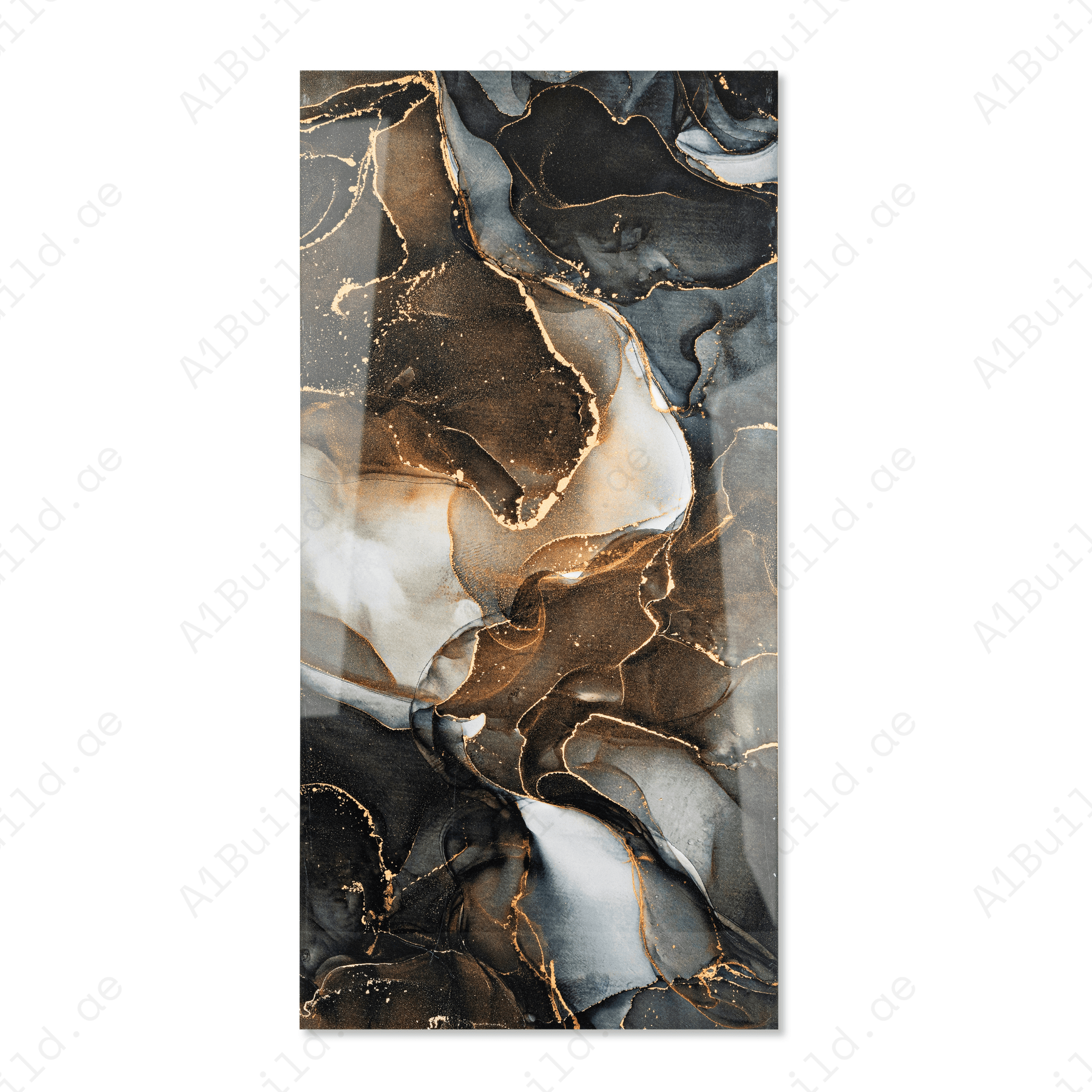 Alandec Black porcelain tile 60x120cm 9mm thickness, bold marble look design, durable porcelain, ideal for luxury floors and walls.