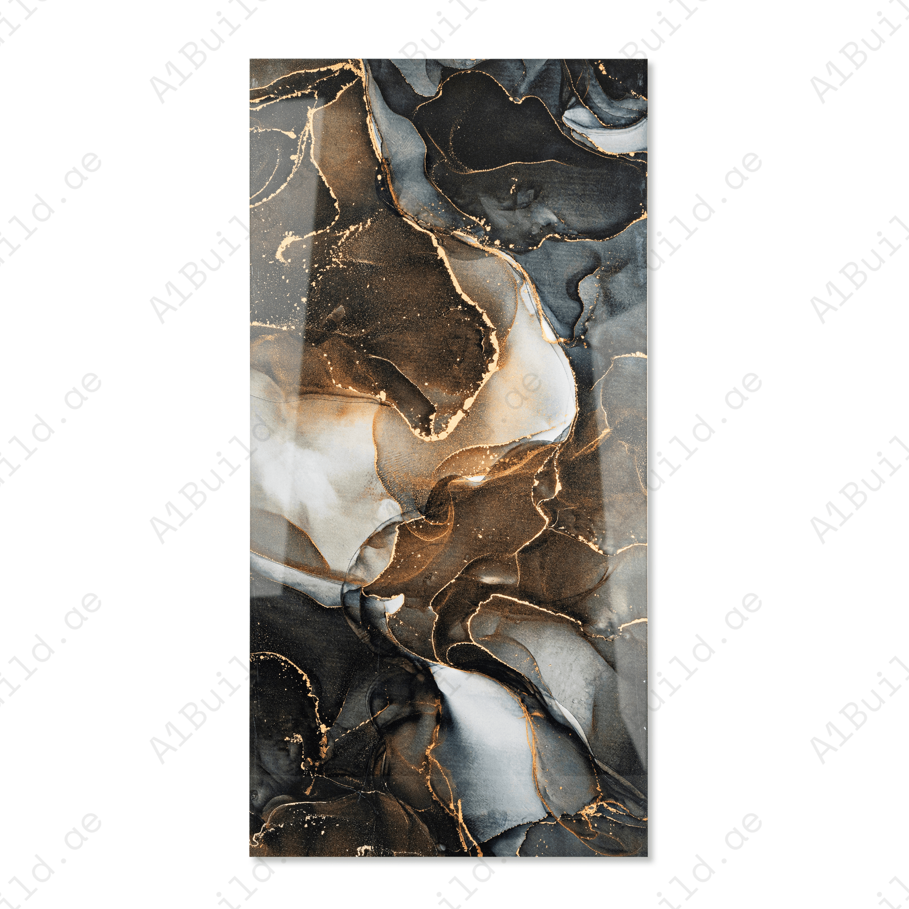 Alandec Black porcelain tile 60x120cm 9mm thickness, bold marble look design, durable porcelain, ideal for luxury floors and walls.