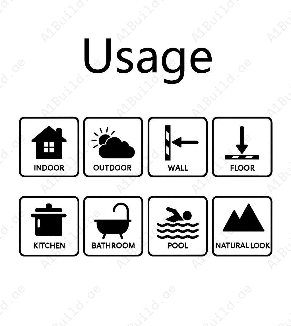 Amalfi Dawn Series Artisanal Natural Look Tile Usage Icons