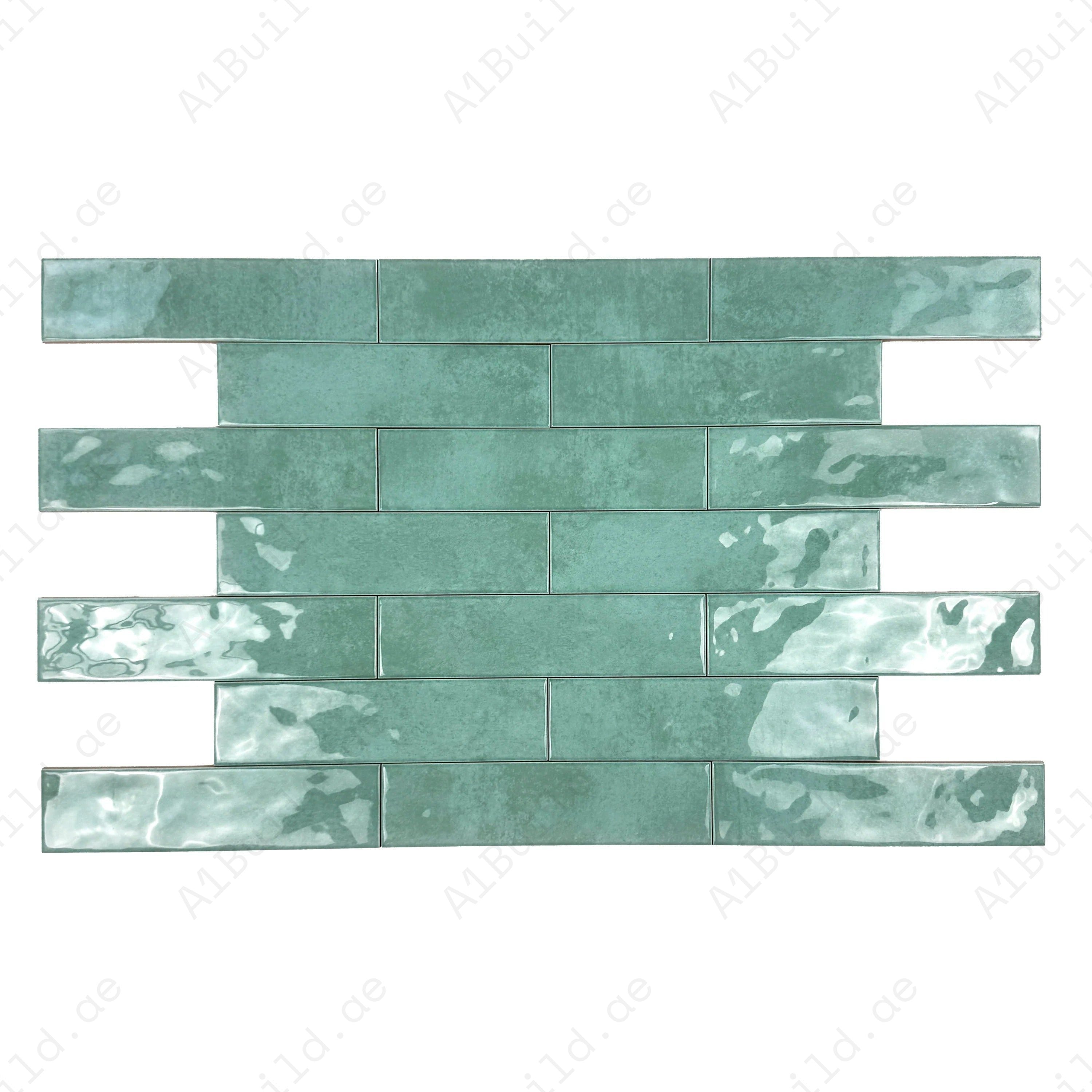 Aqua Blue Glossy Ceramic Artisanal Tile