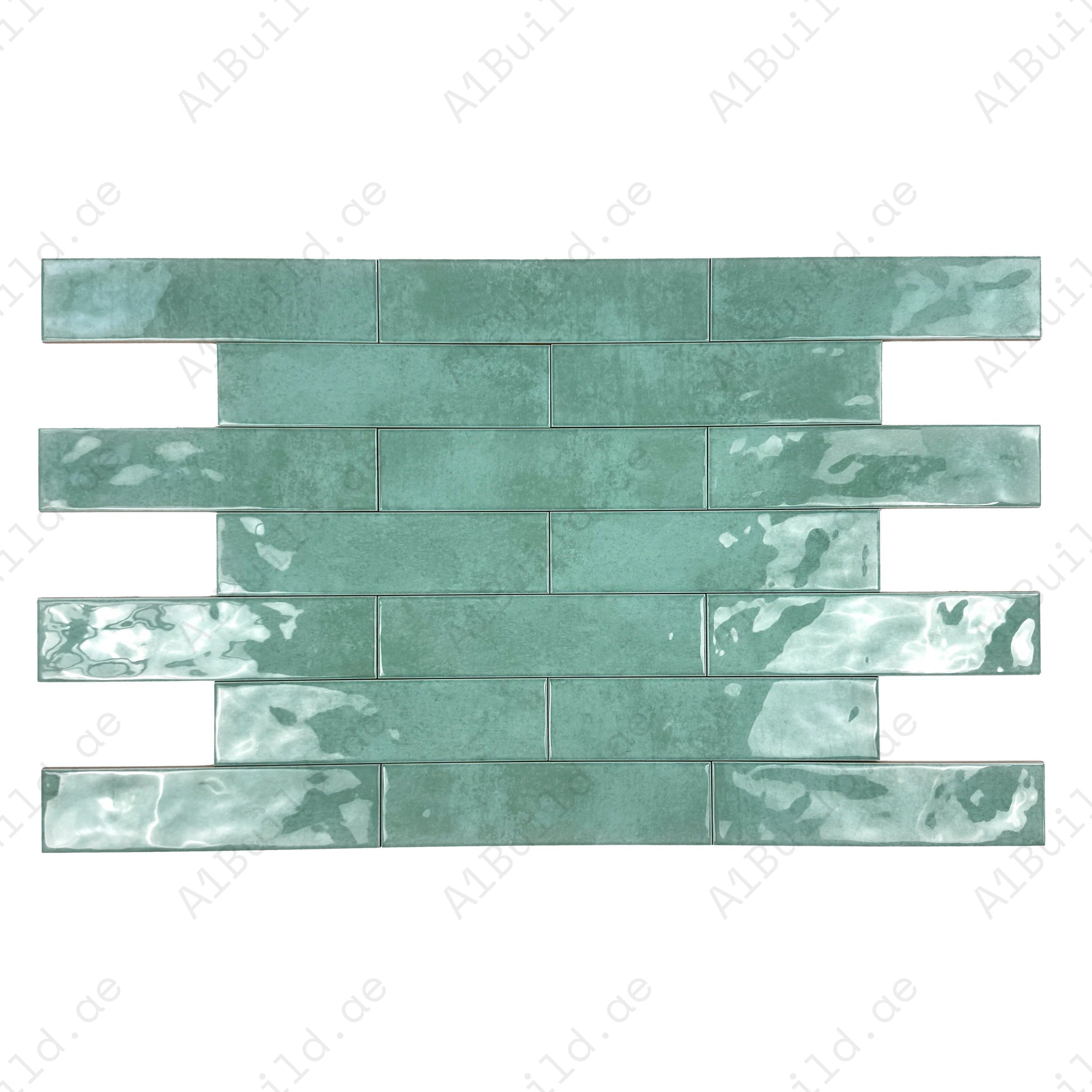 Aqua Blue Glossy Ceramic Artisanal Tile