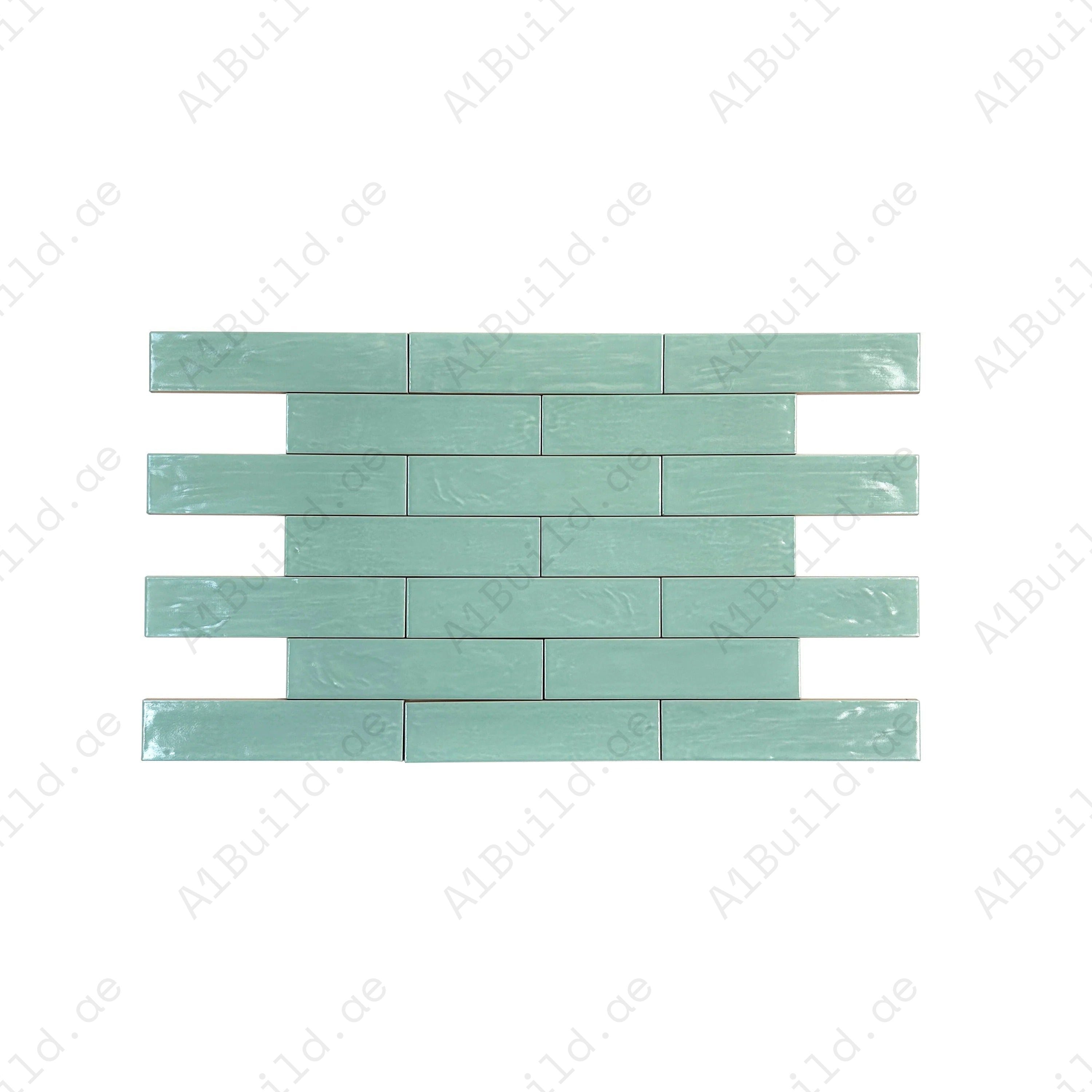 Aqua Blue Semimatte Pearlescent Ceramic Artisanal Tile