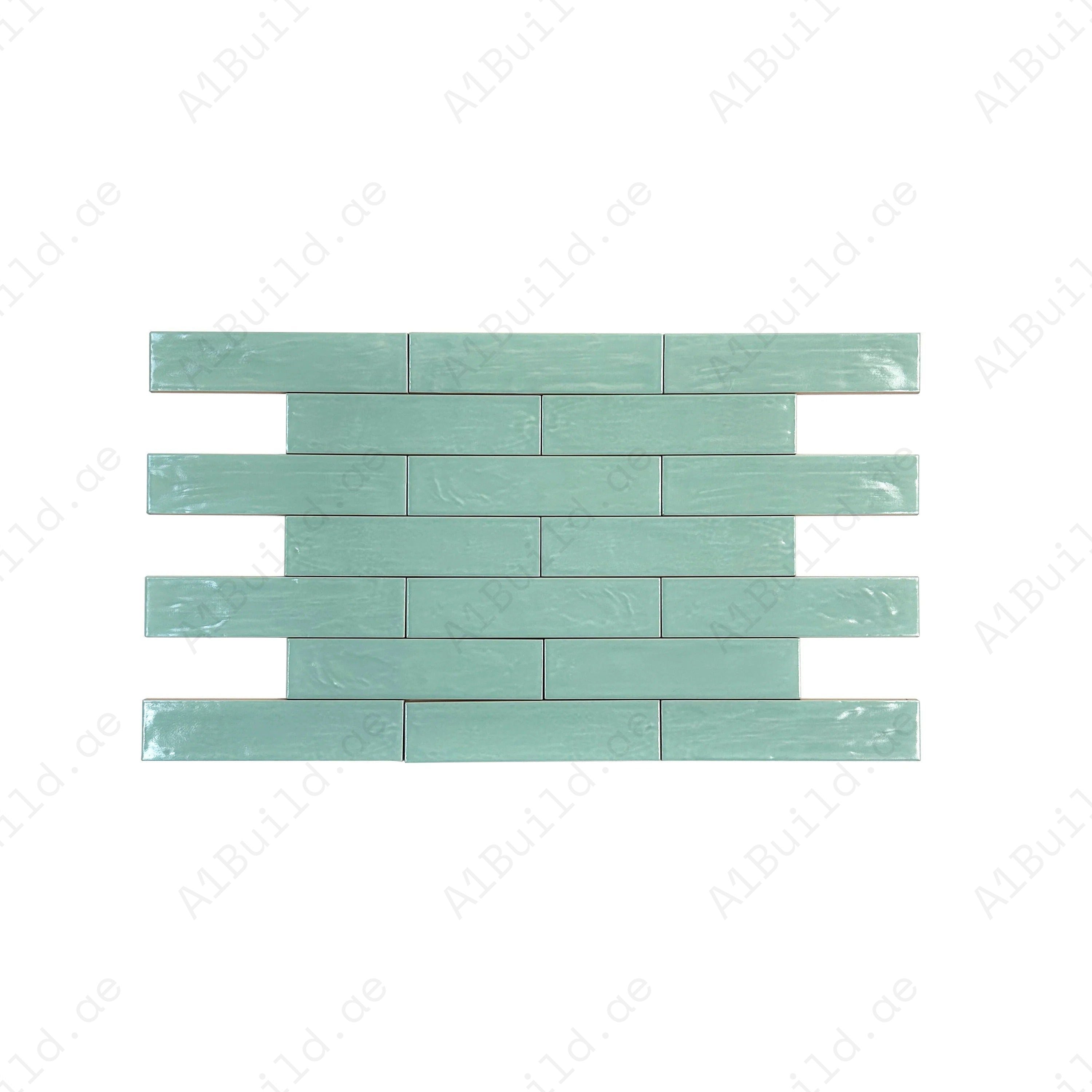 Aqua Blue Semimatte Pearlescent Ceramic Artisanal Tile
