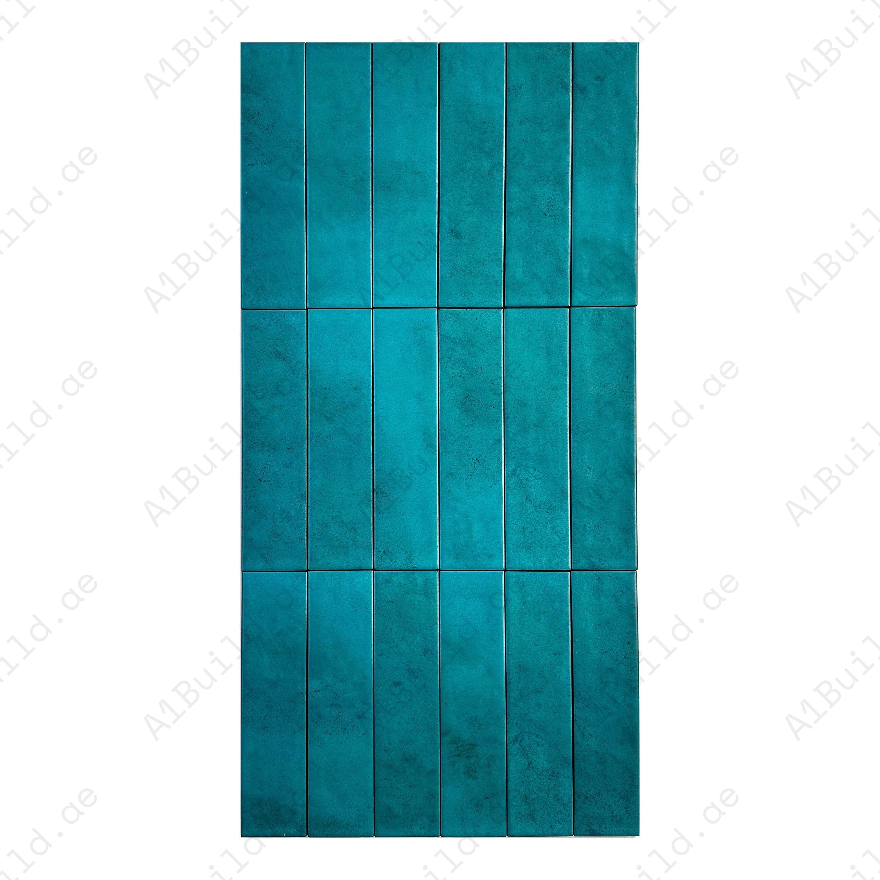 Aqua Blue Semimatte Porcelain Artisanal Tile