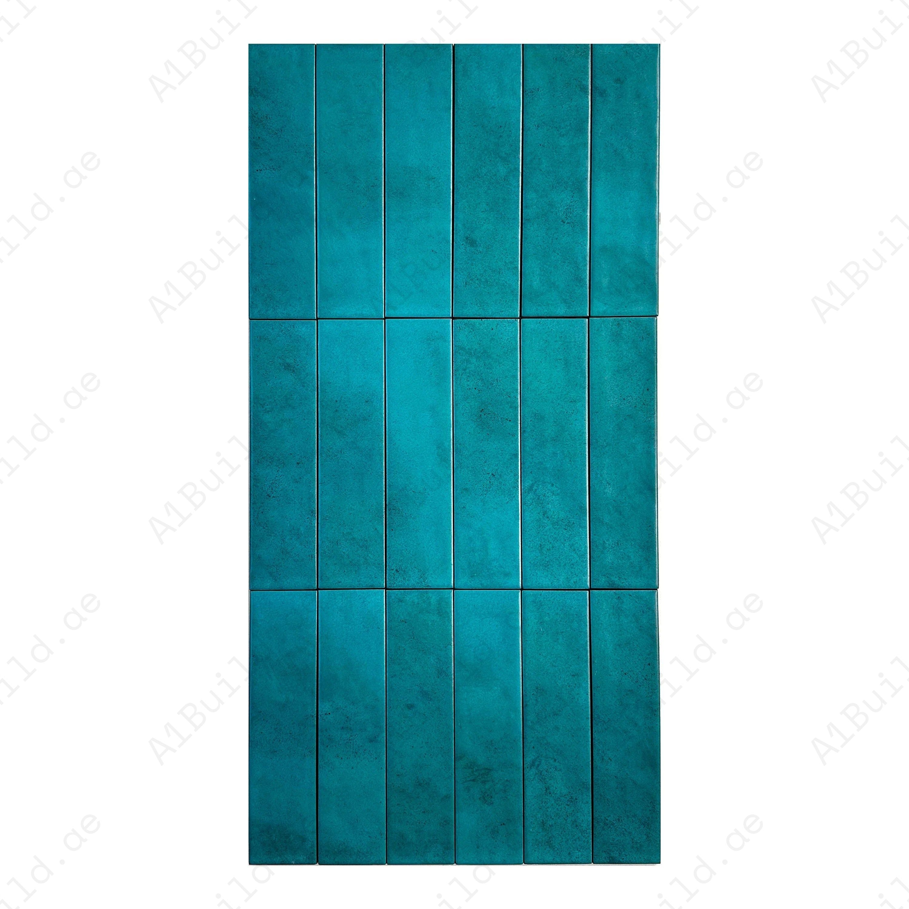 Aqua Blue Semimatte Porcelain Artisanal Tile