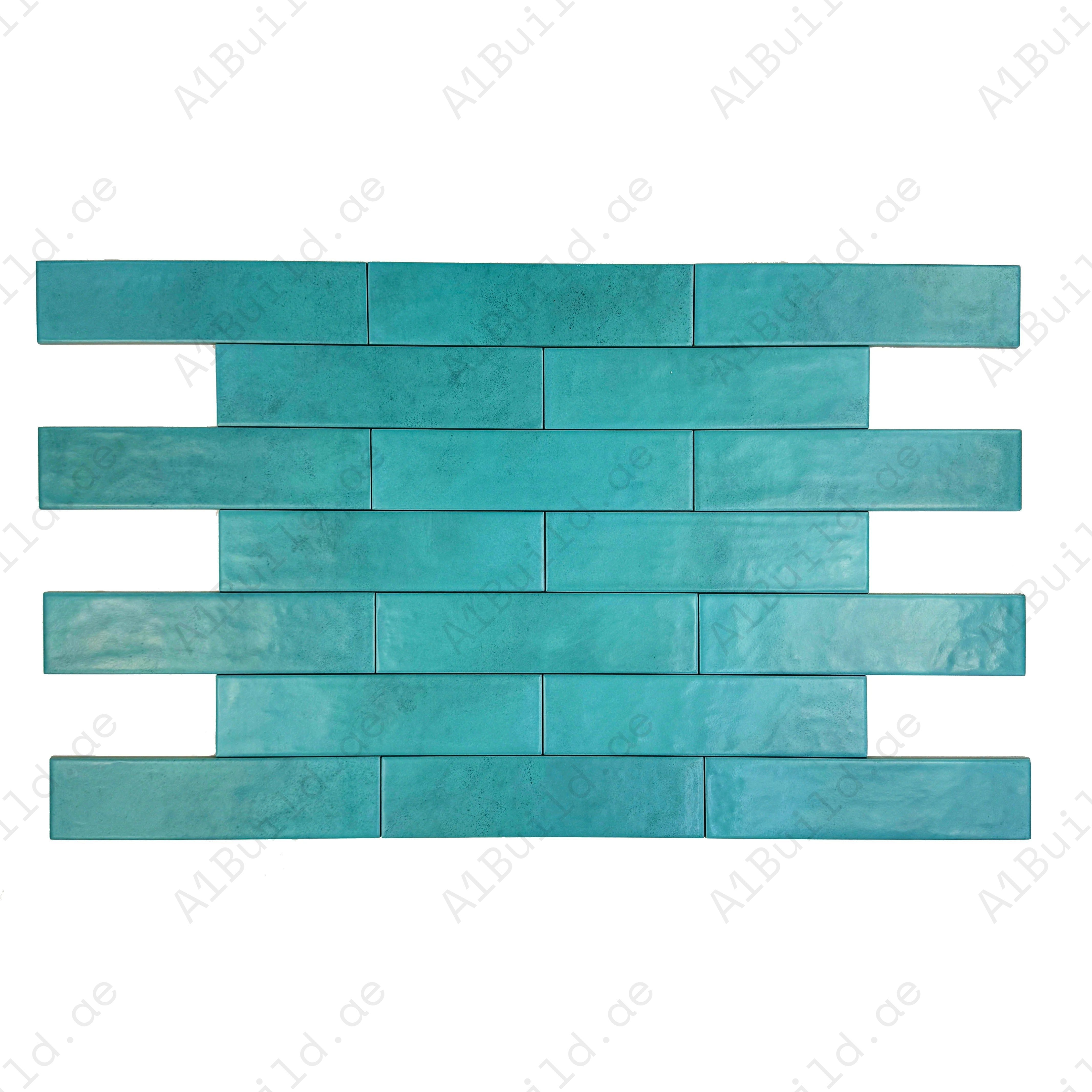 Aqua Blue Semimatte Porcelain Artisanal Tile