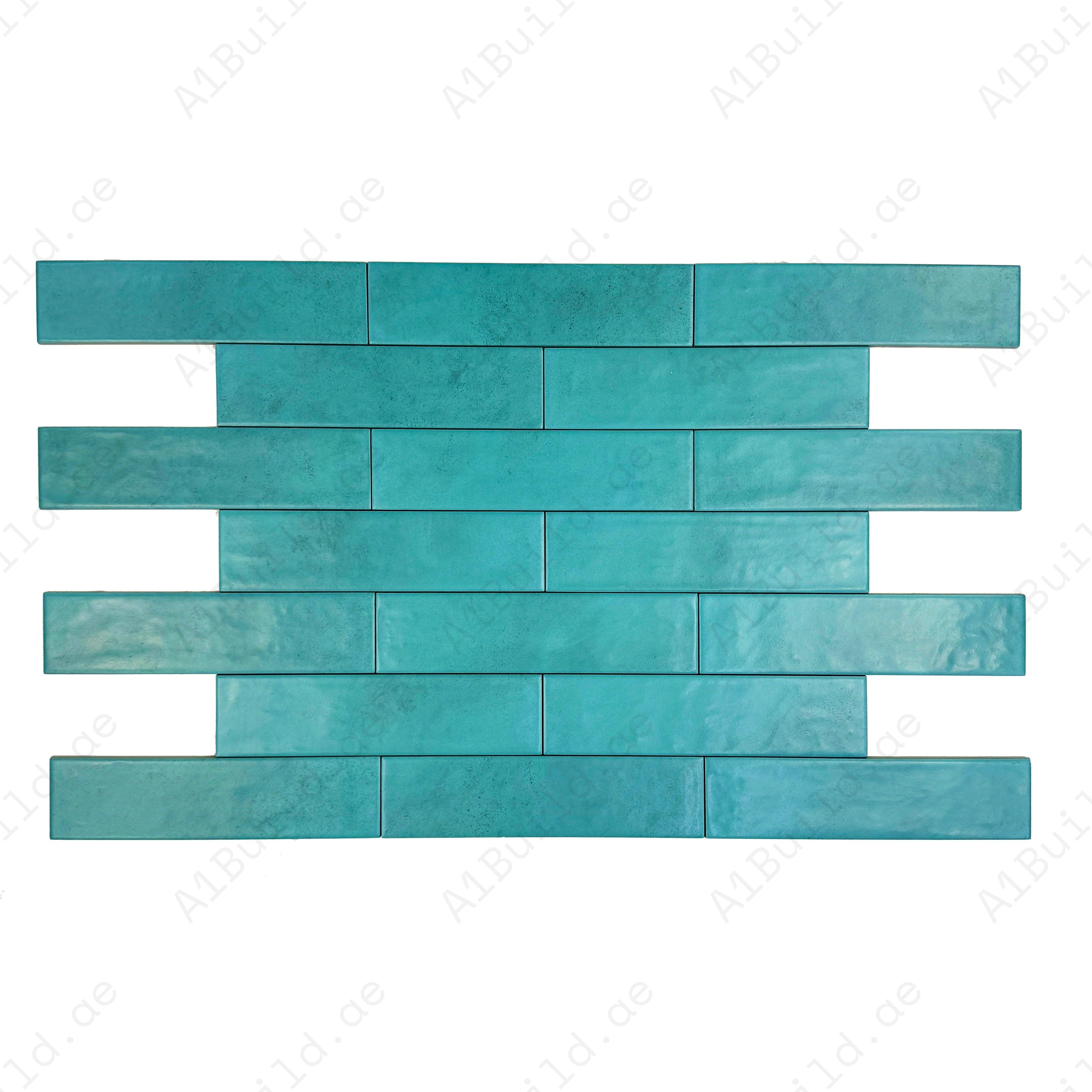 Aqua Blue Semimatte Porcelain Artisanal Tile