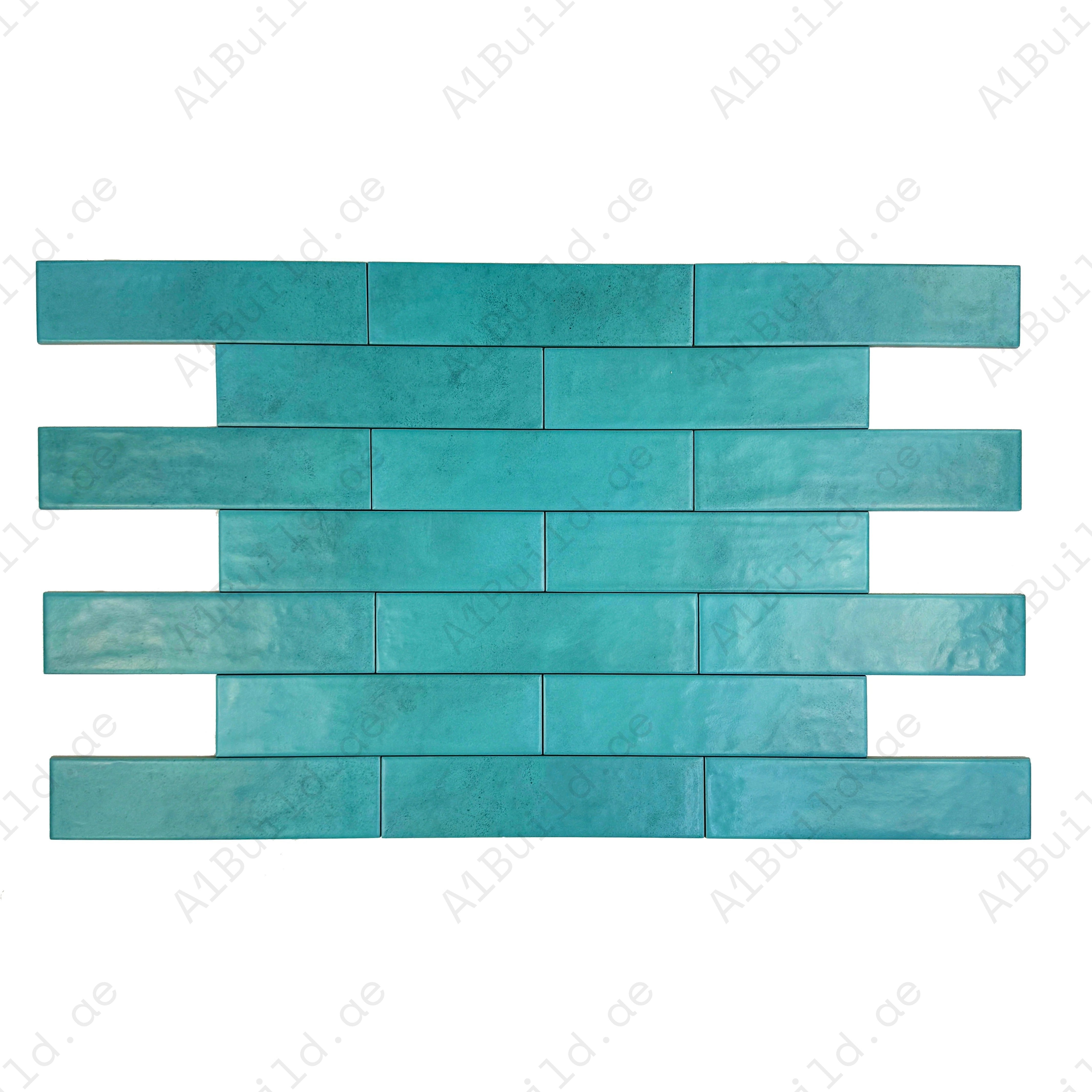 Aqua Blue Semimatte Porcelain Artisanal Tile