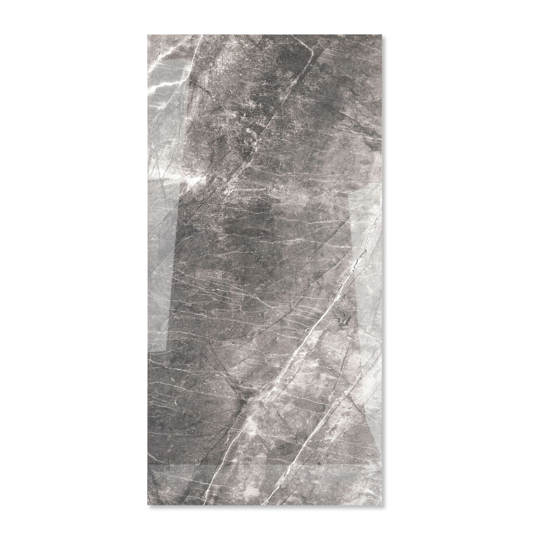 Armani Grey glossy marble effect porcelain tile 60x120cm with 9mm thickness features elegant grey tones and polished luxury finish.