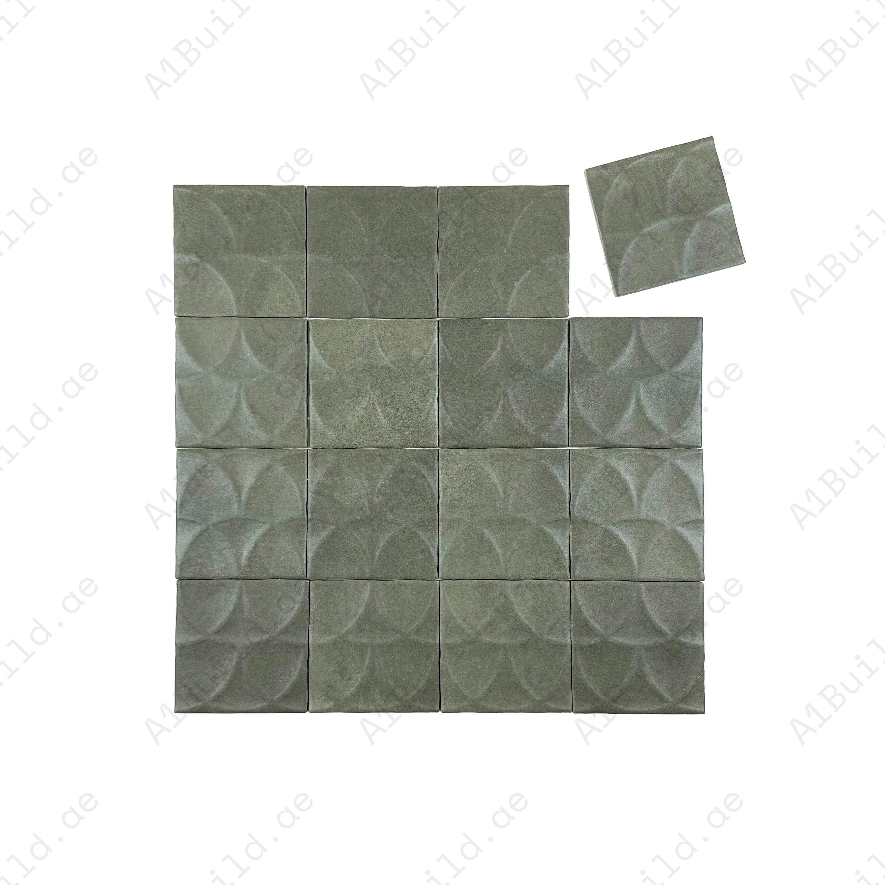 Artisan Essence Textured Green Matte Porcelain Artisanal Tile