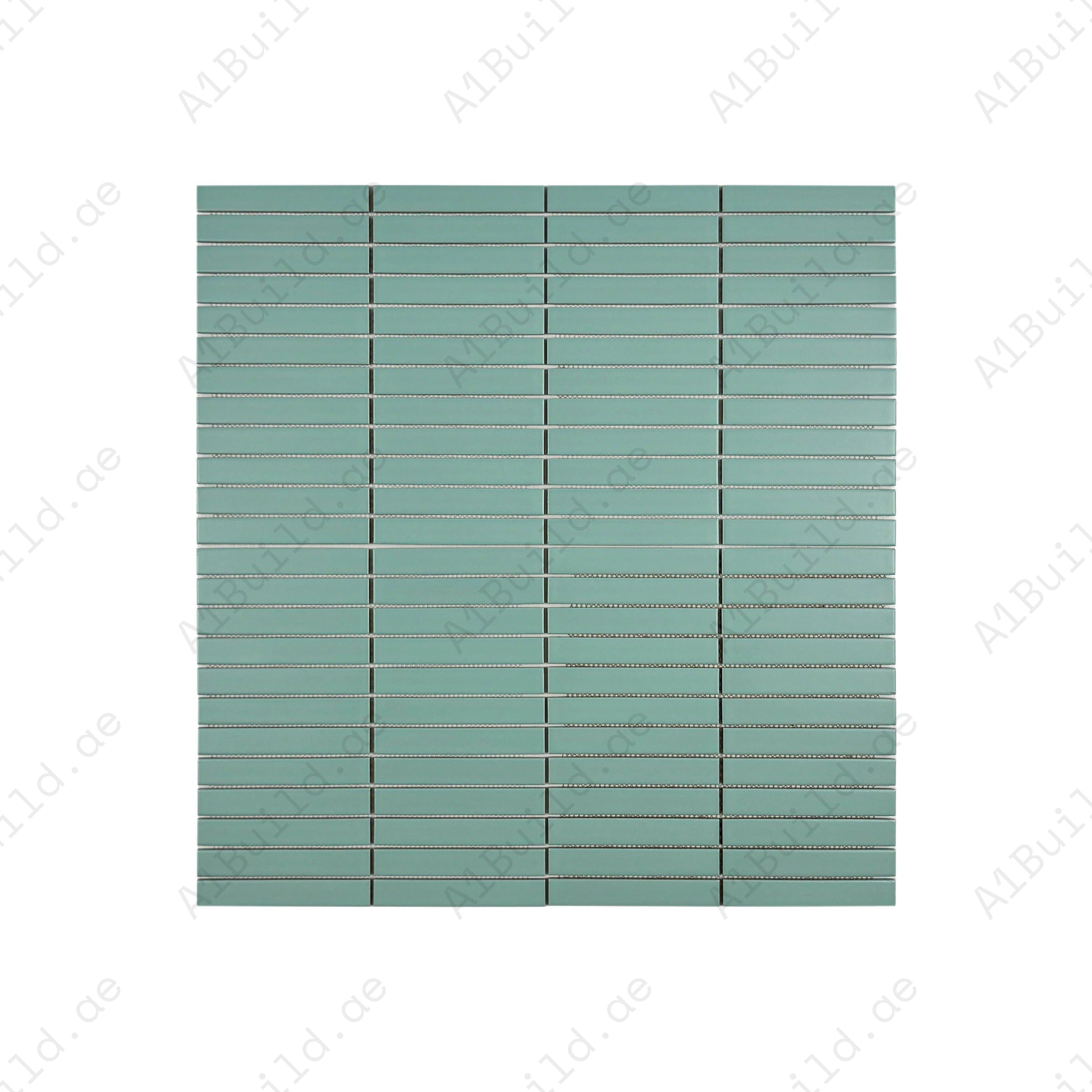 Aurora Strips Series Aqua Blue Matt Long Strip Glazed Porcelain Mosaic