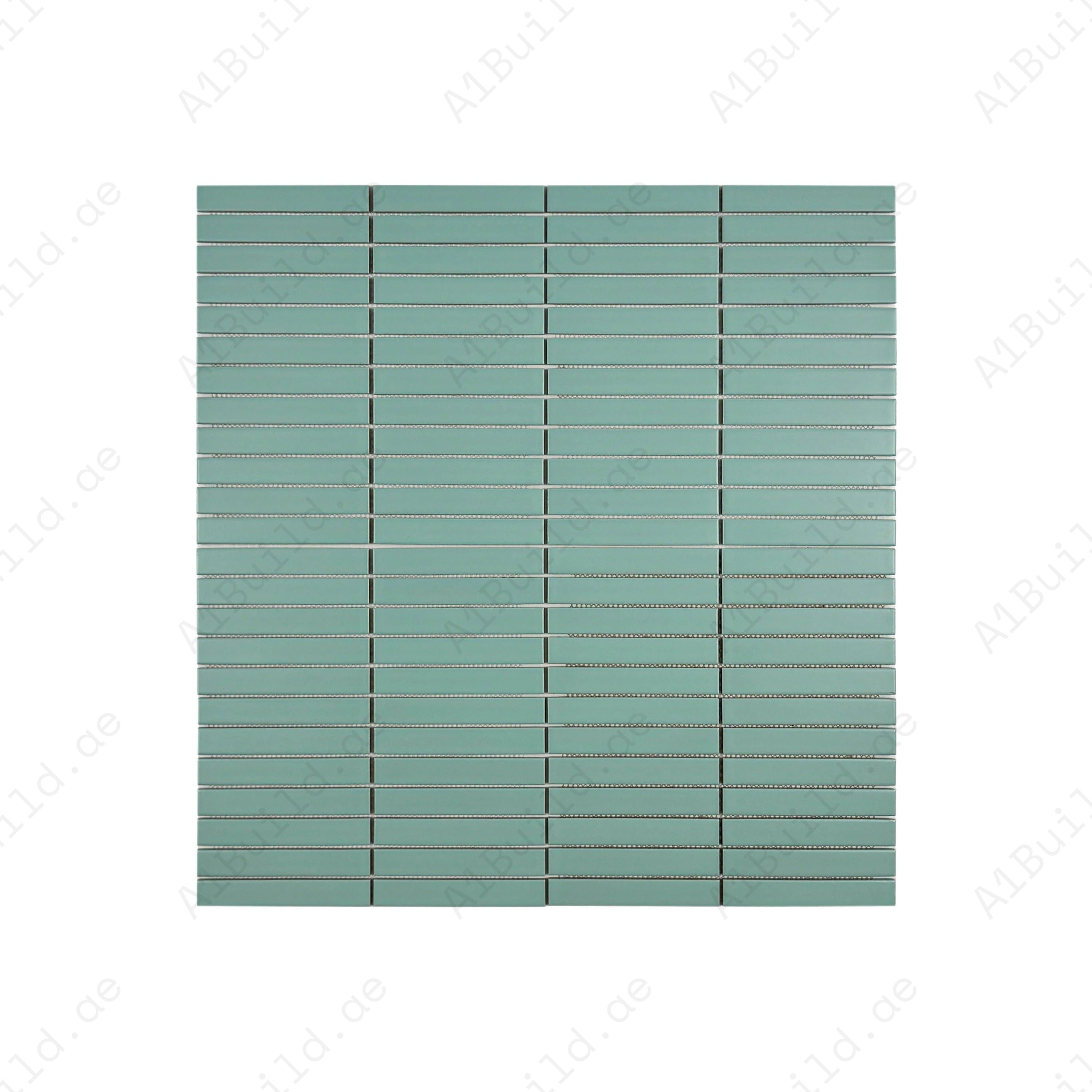 Aurora Strips Series Aqua Blue Matt Long Strip Glazed Porcelain Mosaic