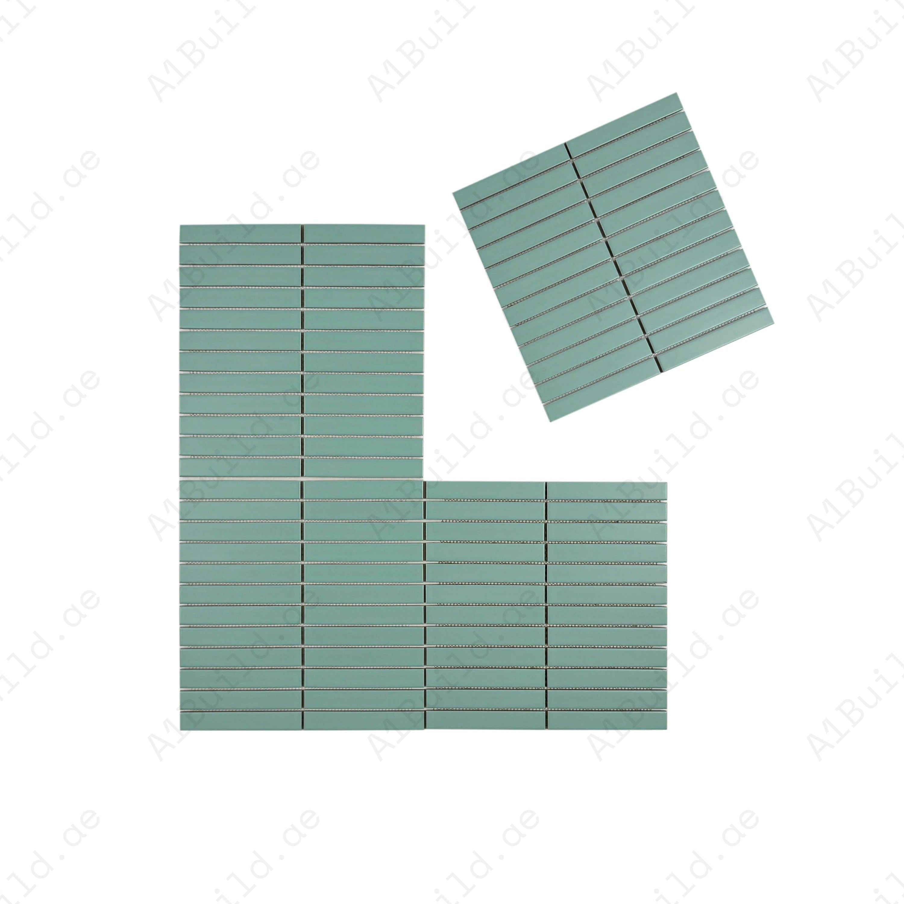 Aurora Strips Series Aqua Blue Matt Long Strip Glazed Porcelain Mosaic