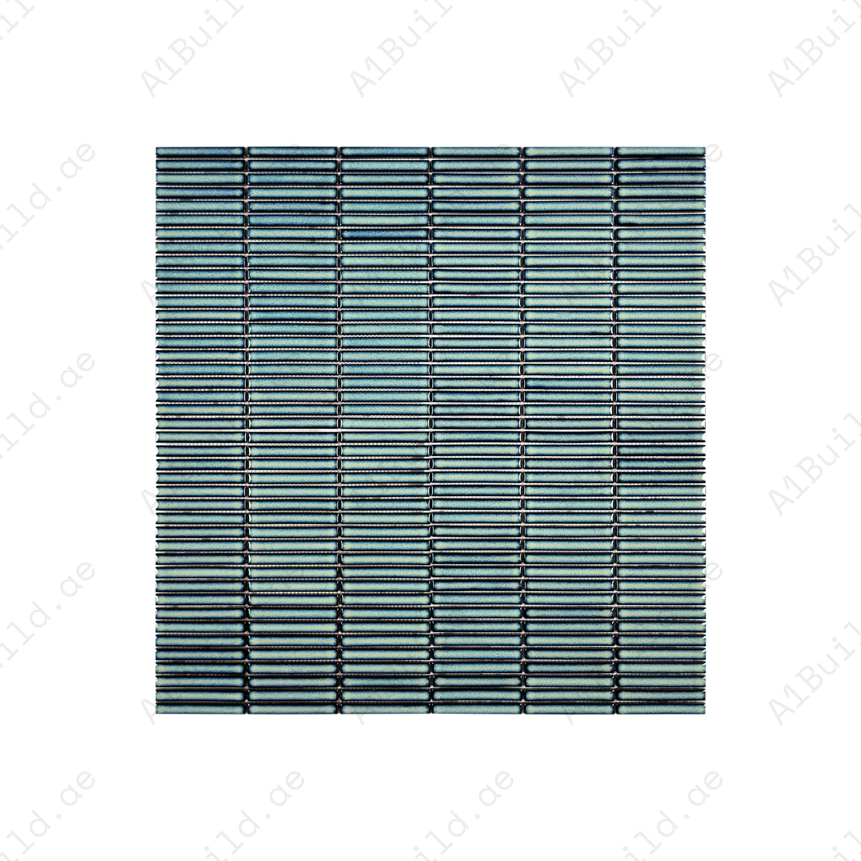 Aurora Strips Series Nile Blue Long Strip Glossy Glazed Porcelain Mosaic