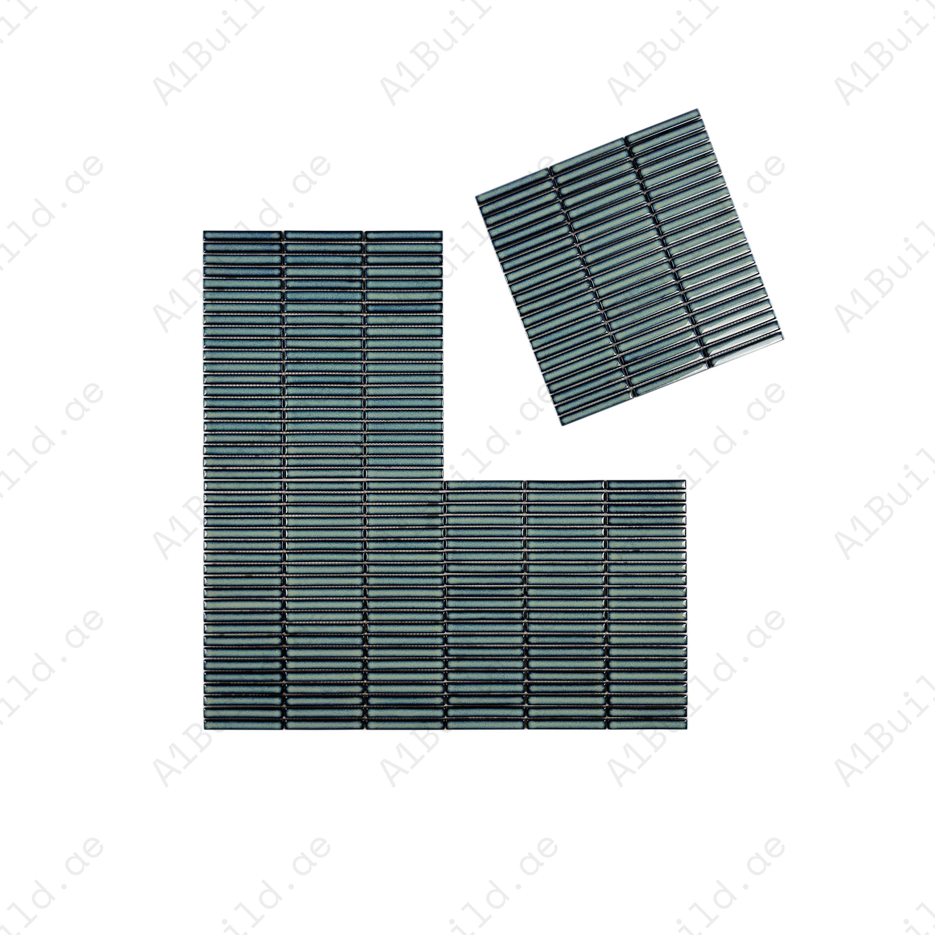 Aurora Strips Series Nile Blue Long Strip Glossy Glazed Porcelain Mosaic