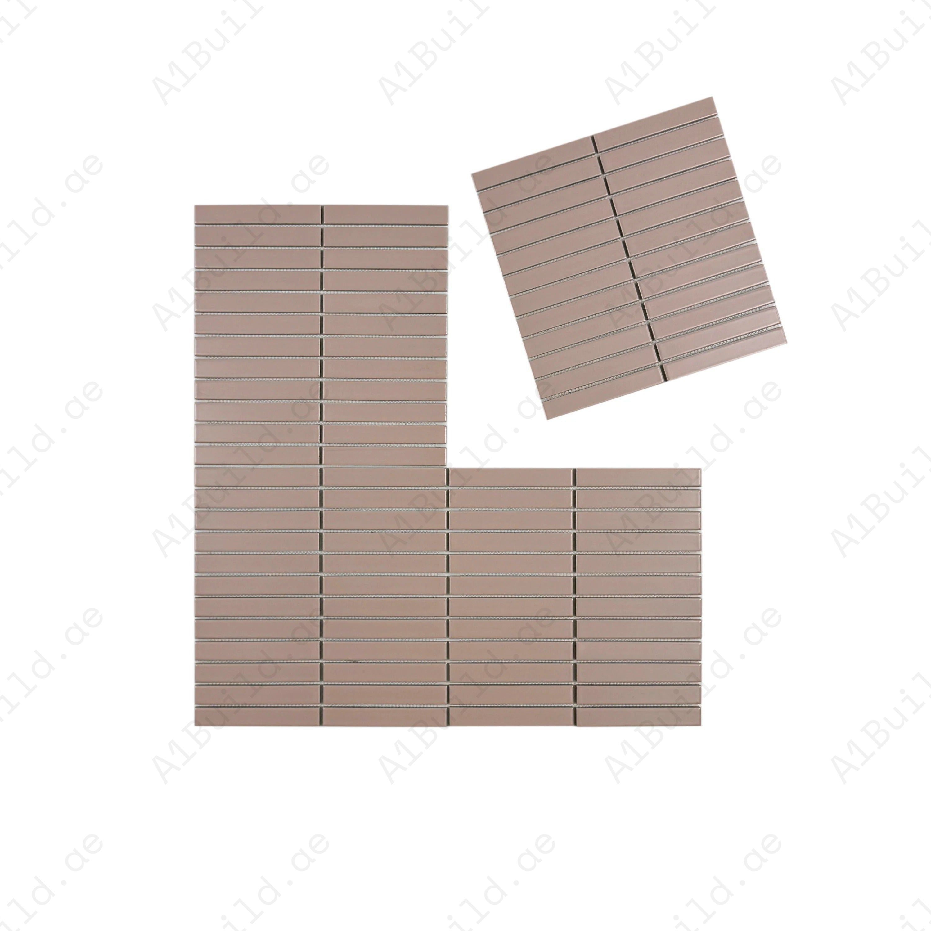 Aurora Strips Series Pink Matt Long Strip Glazed Porcelain Mosaic