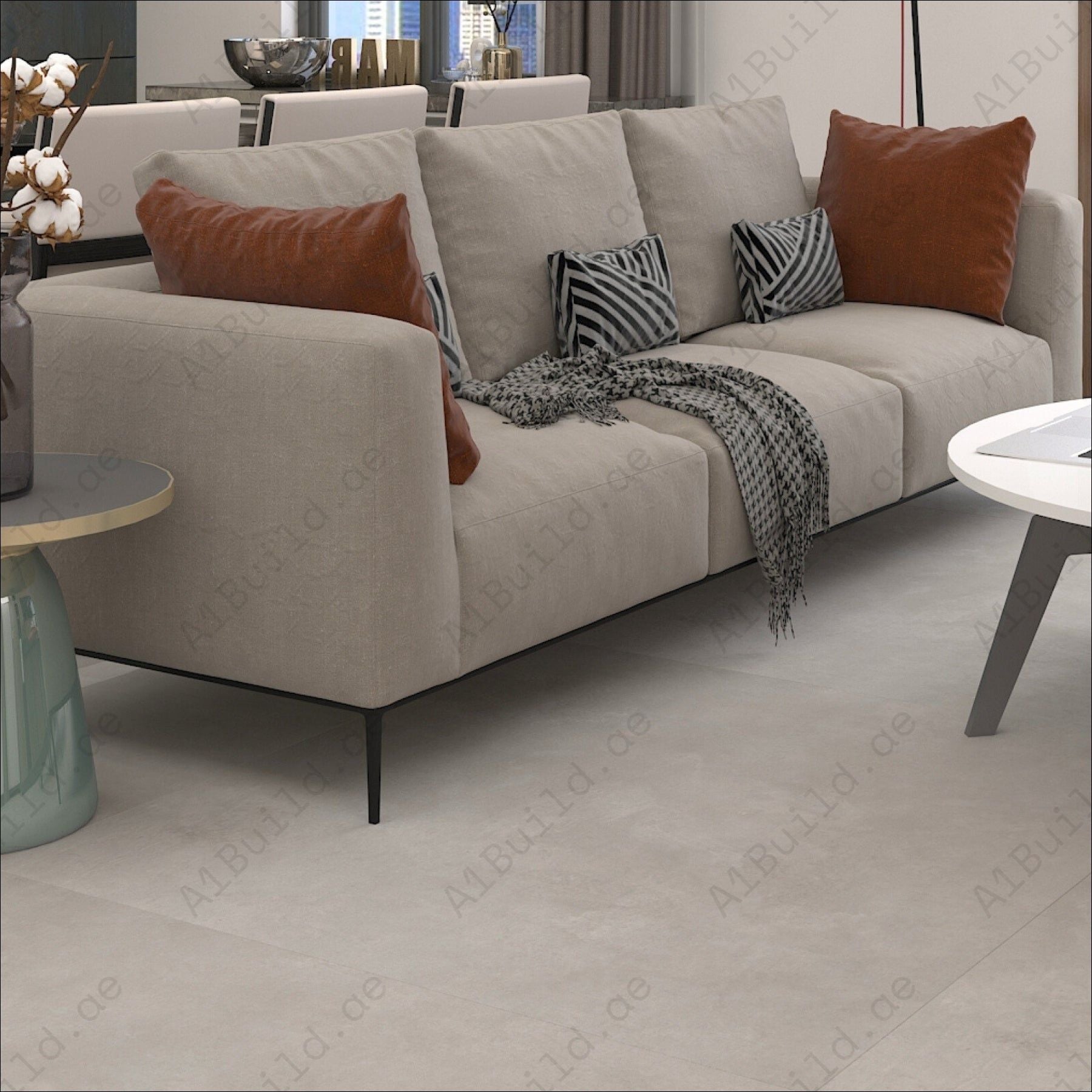 Azure Grey (120X120cm 09mm Random Matt Porcelain Tiles for Indoor Spaces)