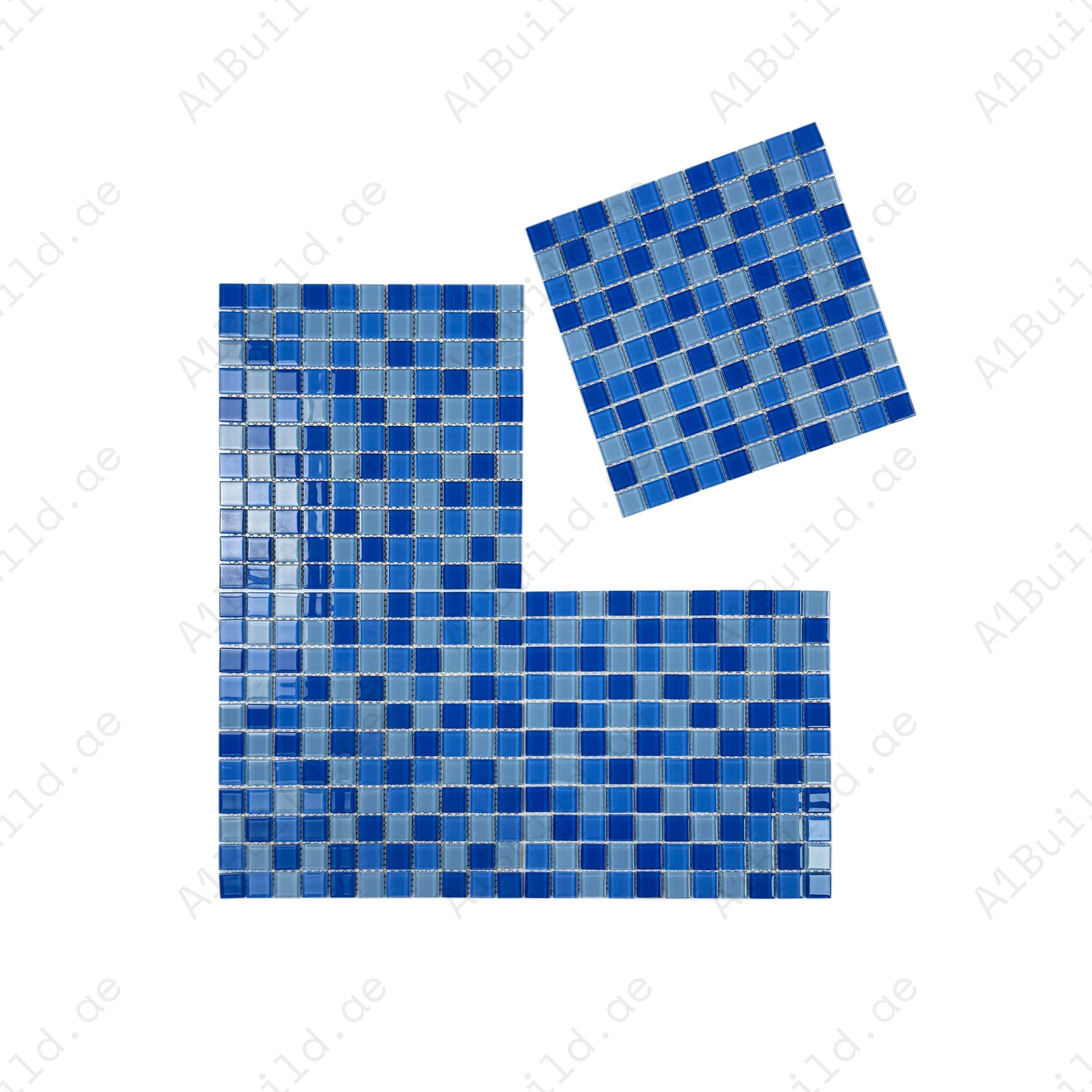 Azure Enchantment Series Powder Blue & Sky Blue & French Blue Mixed Crystal Glass Mosaic