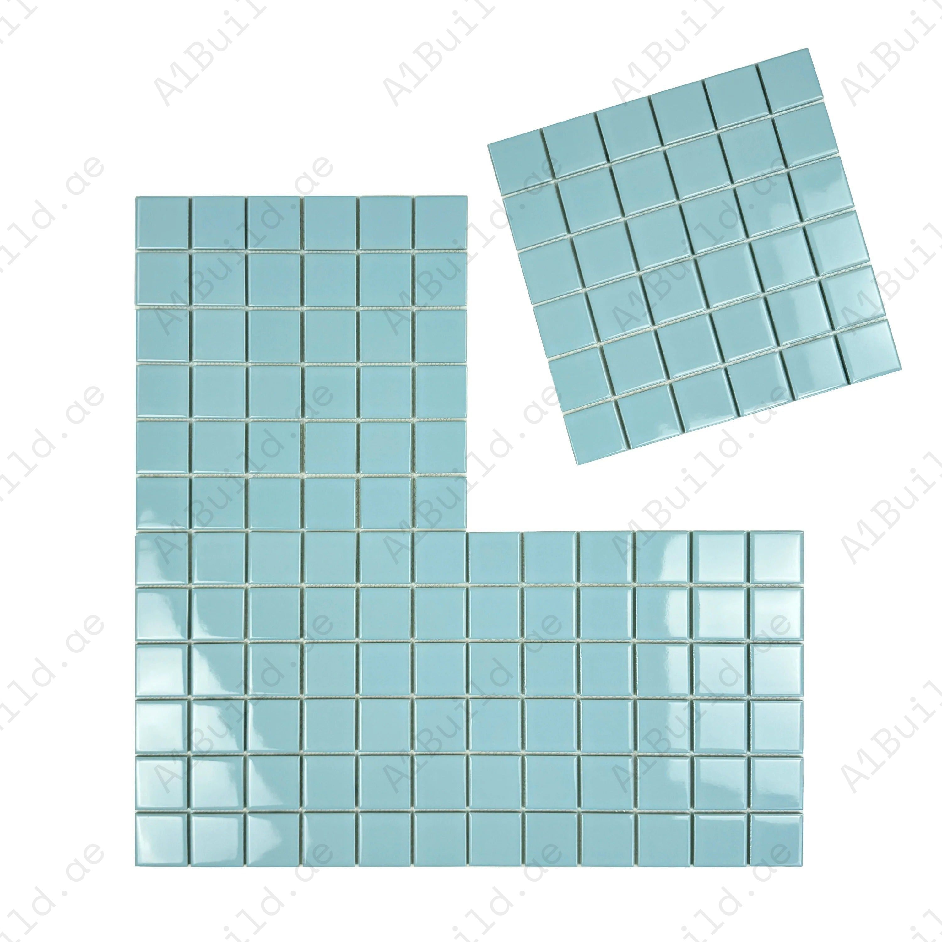 Azure Harmony Baby Blue Ordinary Glazed Porcelain Mosaic