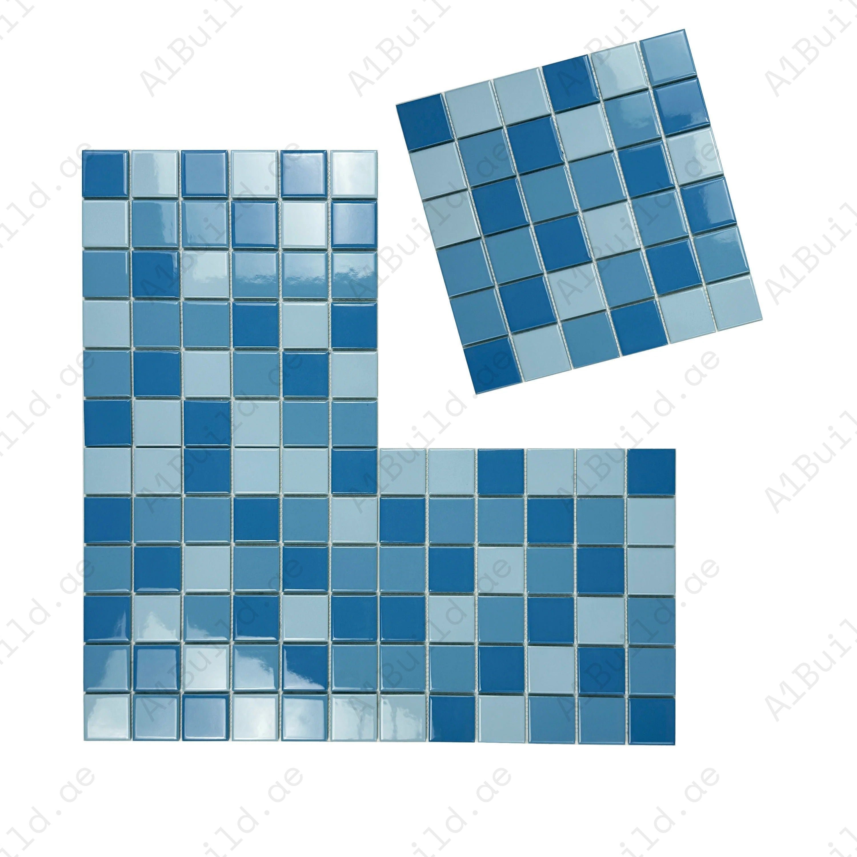 Azure Harmony Baby Blue & Sky Blue & Light Blue Mixed Ordinary Glazed Porcelain Mosaic
