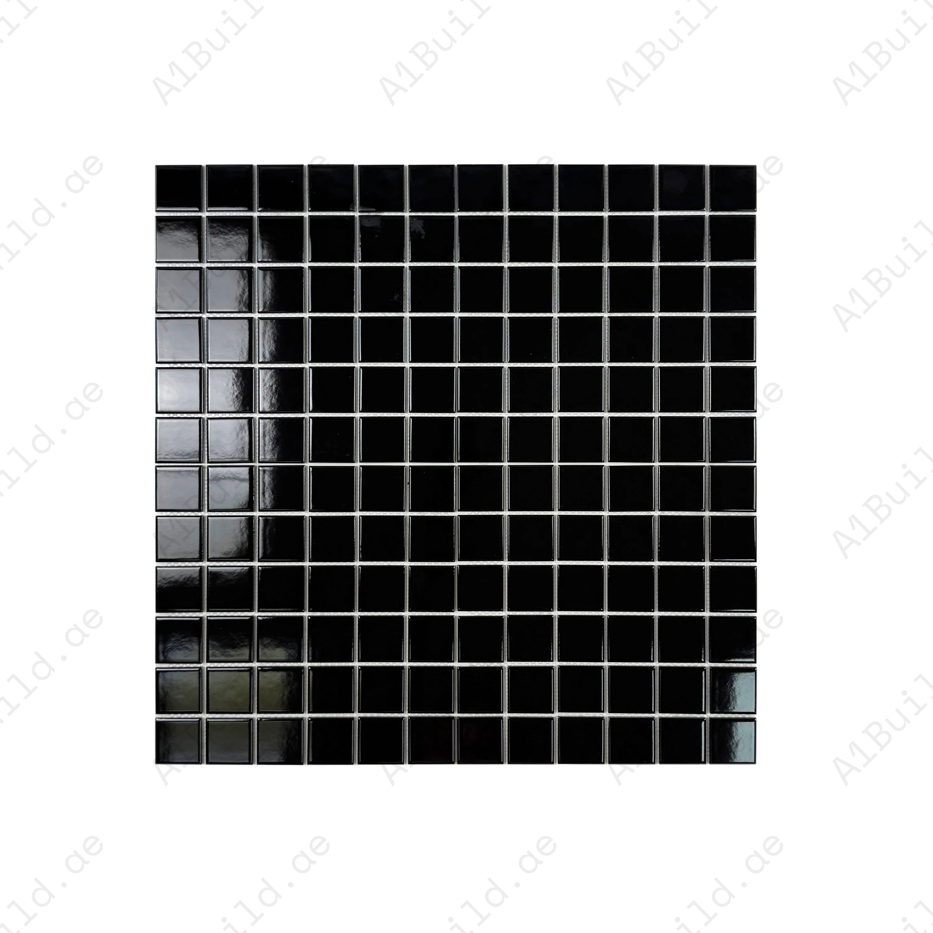 Azure Harmony Black Glossy Ordinary Glazed Porcelain Mosaic