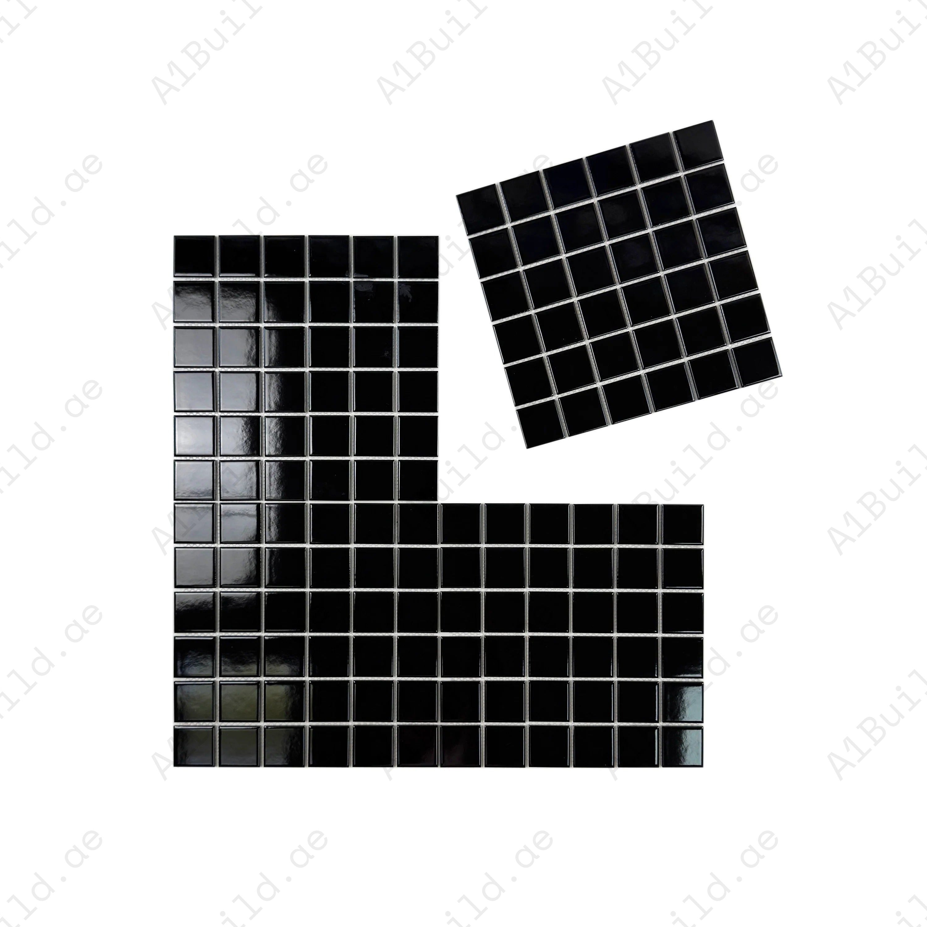 Azure Harmony Black Glossy Ordinary Glazed Porcelain Mosaic