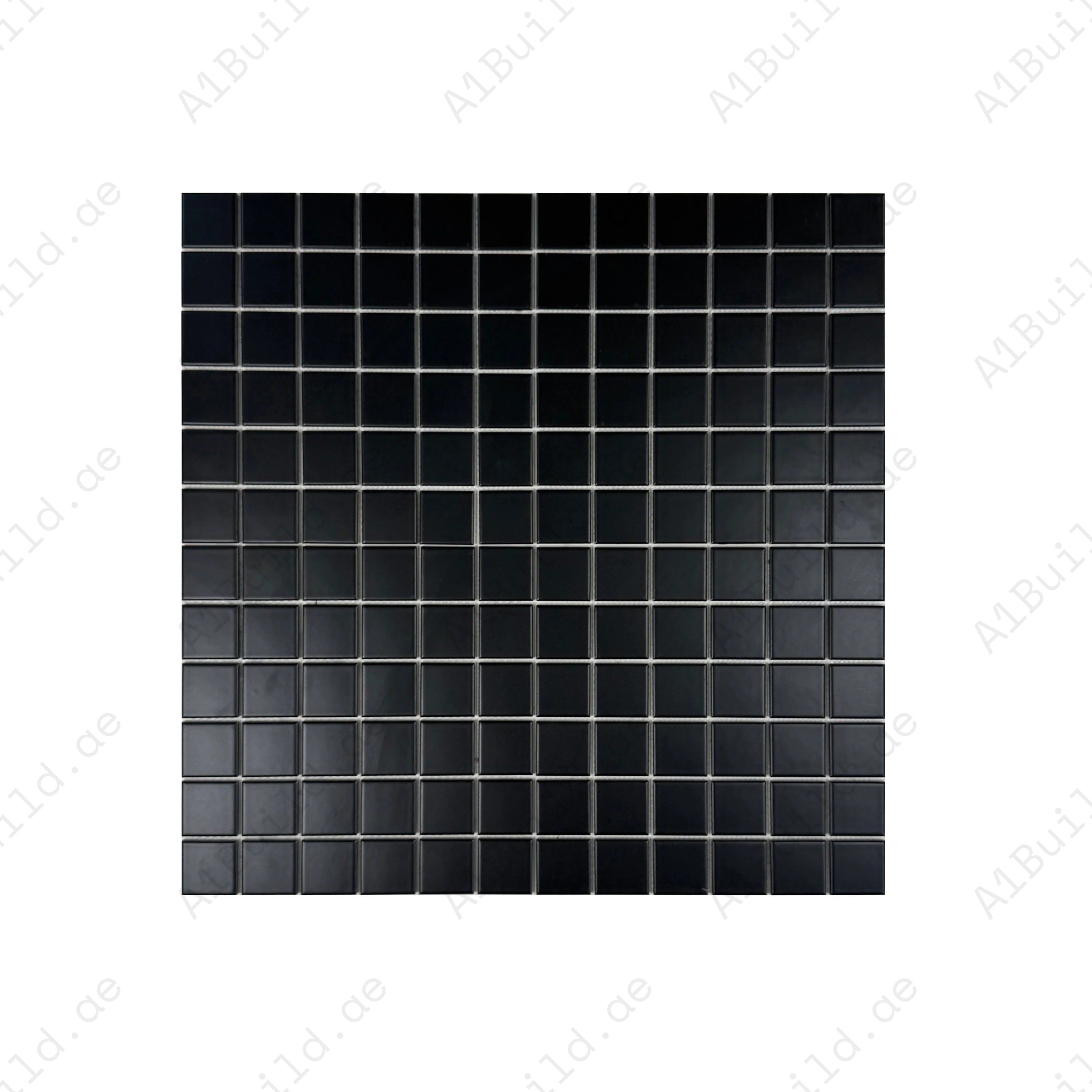 Azure Harmony Black Matte Plain Design Ordinary Glazed Porcelain Mosaic