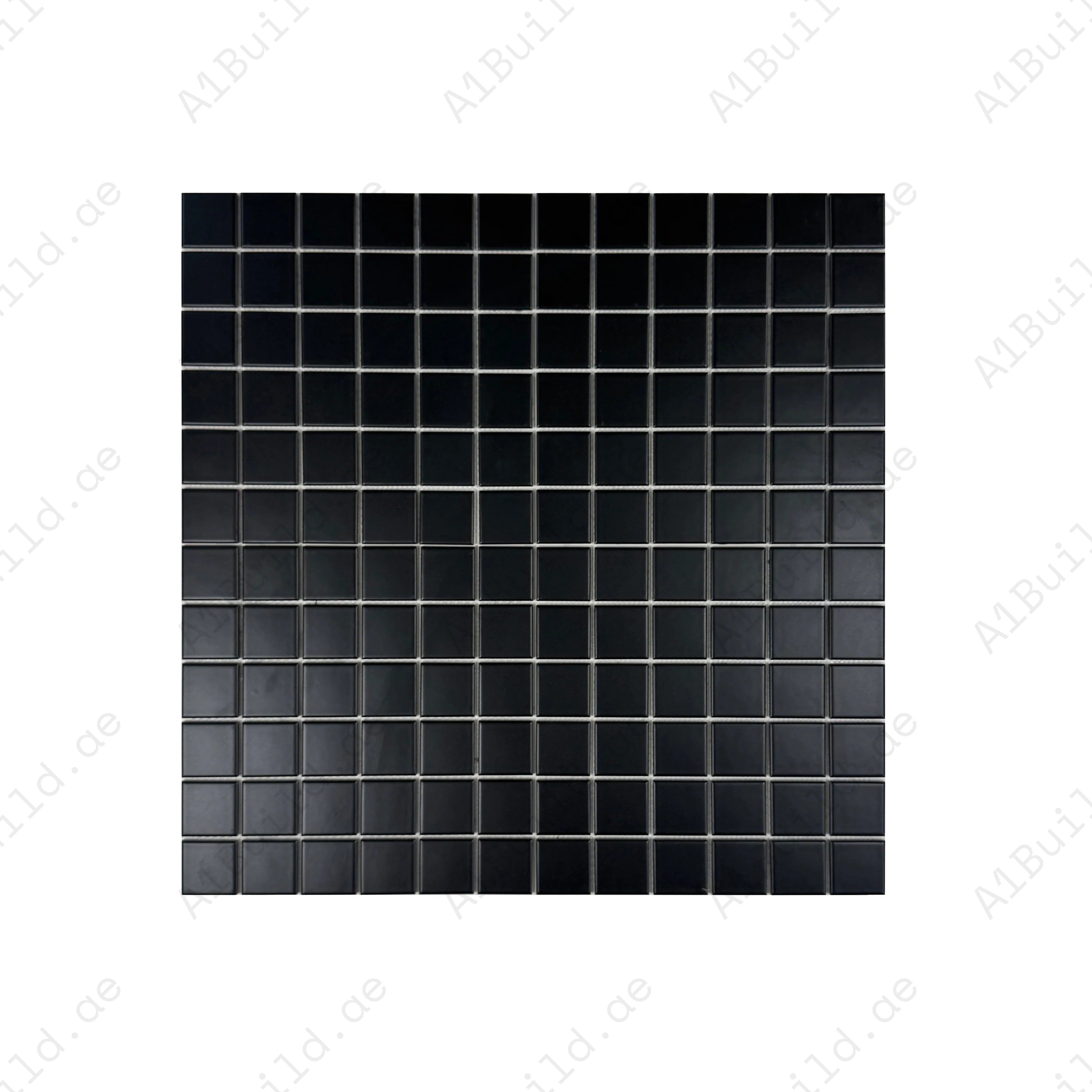 Azure Harmony Black Matte Plain Design Ordinary Glazed Porcelain Mosaic