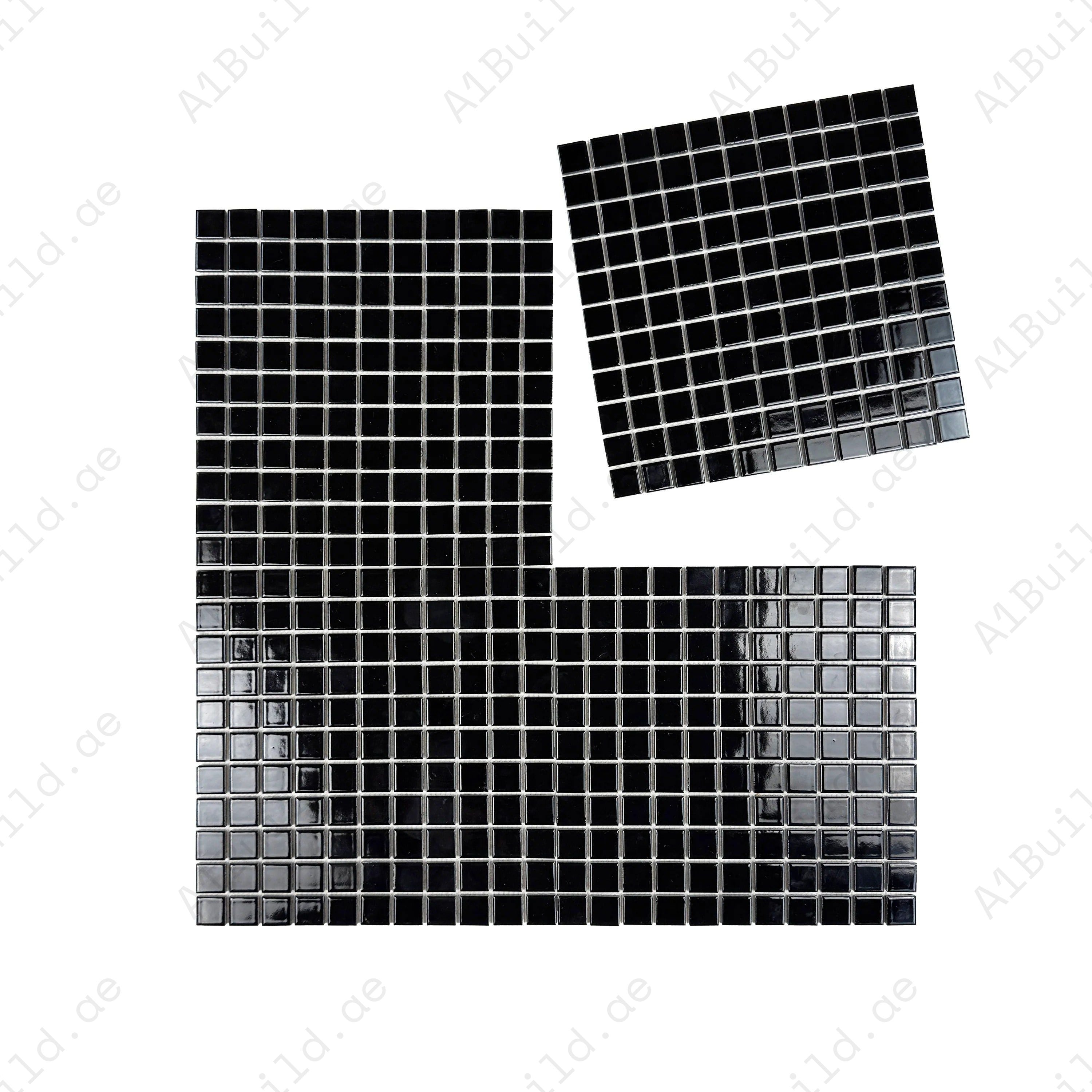Azure Harmony Black Ordinary Glazed Porcelain Mosaic