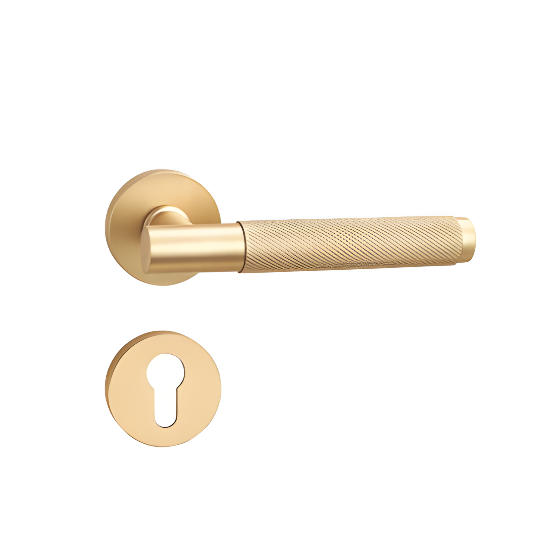 BA.8832 premium pure copper door lock handle in Matt Satin Brass finish. Luxury architectural hardware for elegant homes, hotels, offices, and interiors.