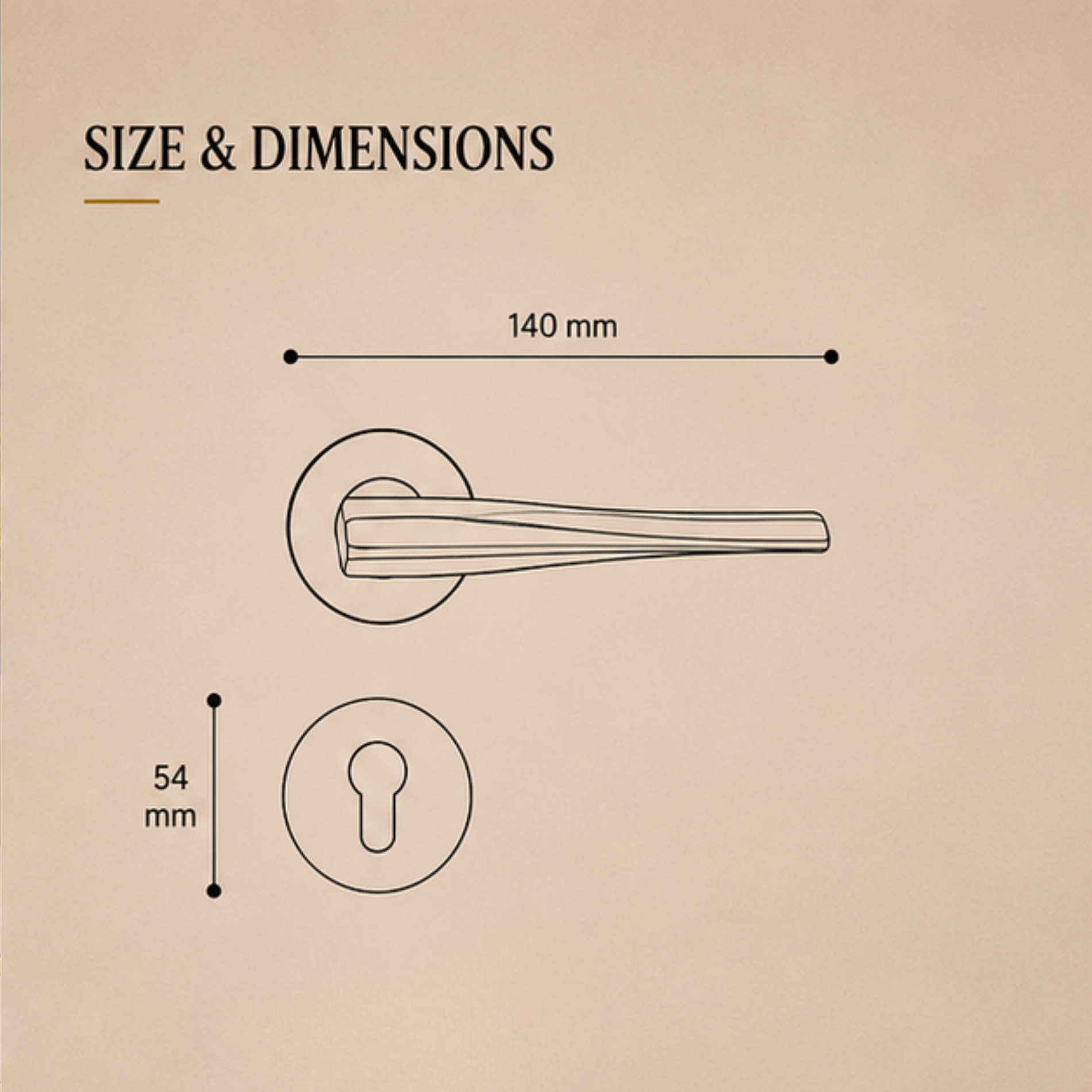 BA.8835 premium pure copper door lock handle in Rose Gold Plated finish. Luxury architectural hardware for elegant homes, hotels, offices, and interiors.