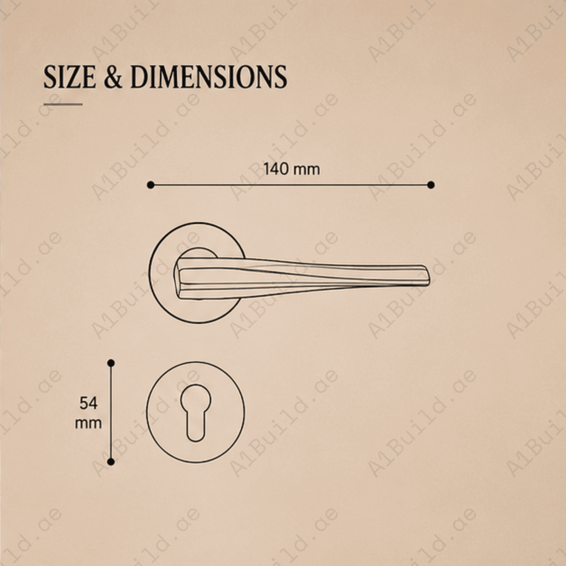 BA.8835 premium pure copper door lock handle in Rose Gold Plated finish. Luxury architectural hardware for elegant homes, hotels, offices, and interiors.