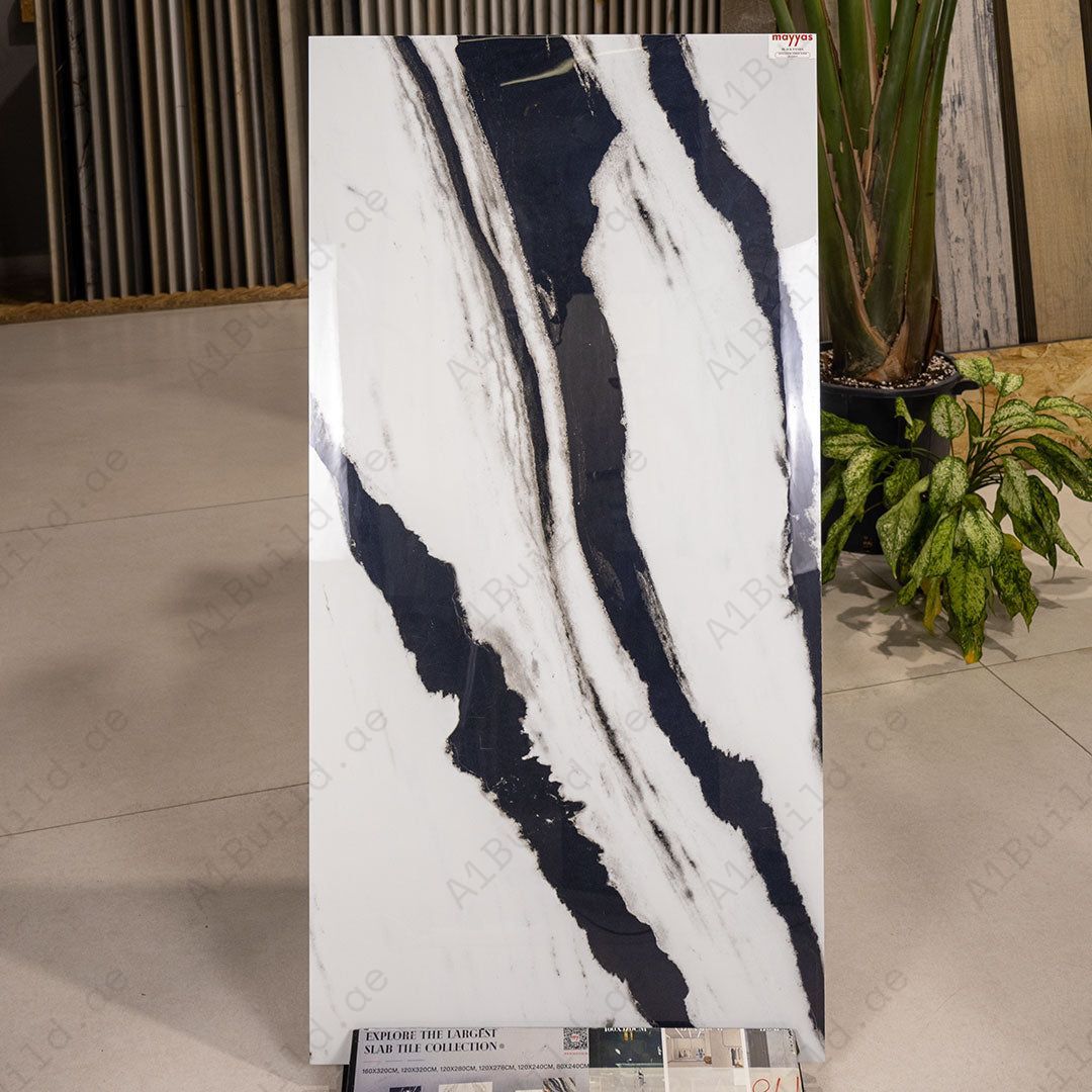 Black Panda (60X120cm 09mm Random High Gloss Porcelain Indoor Floor & Wall Tiles)