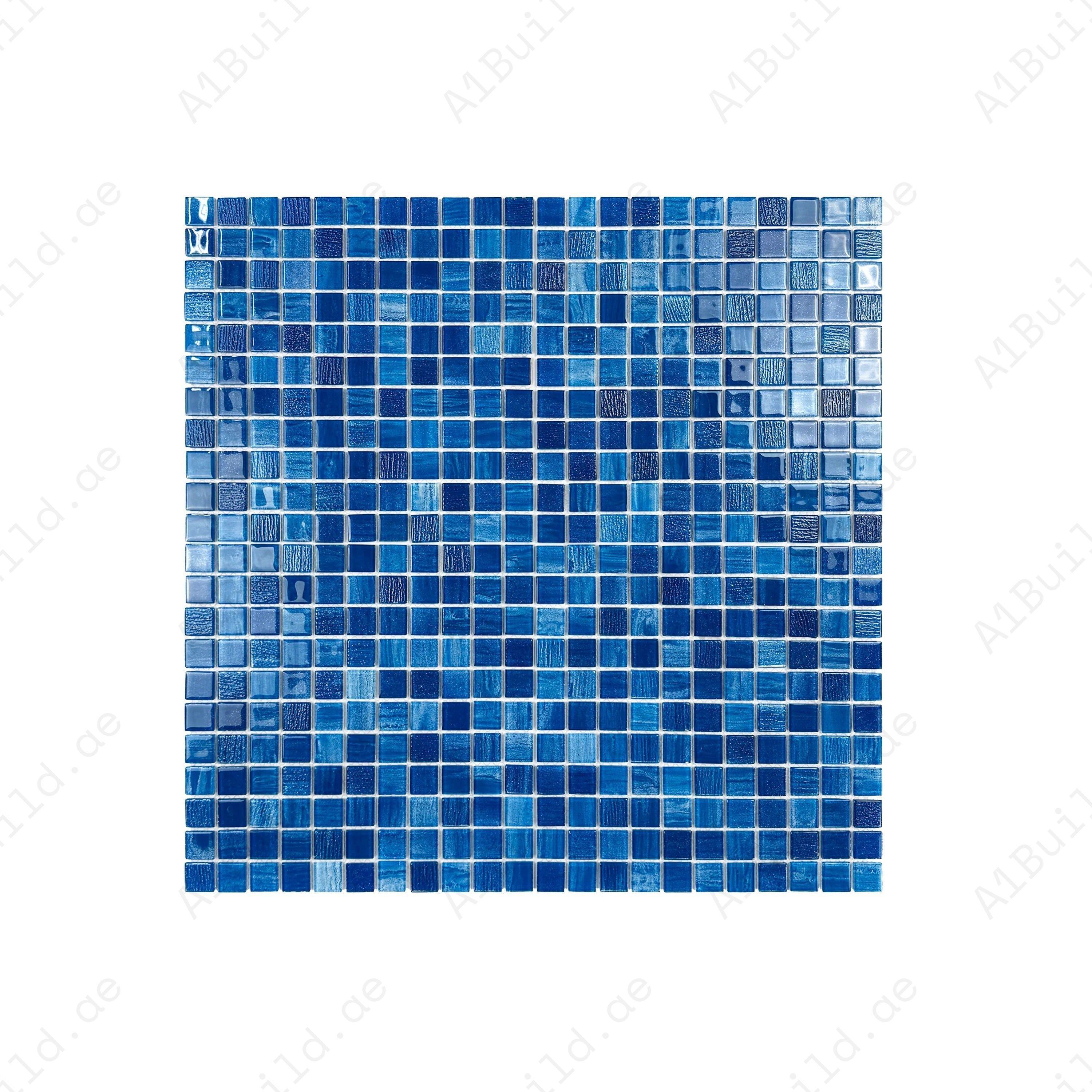 Blue & Sapphire Glass Mosaic Pool Tiles with UV protection, slip resistance and eco-friendly durability. Ideal for luxury, spas and water features in Dubai.