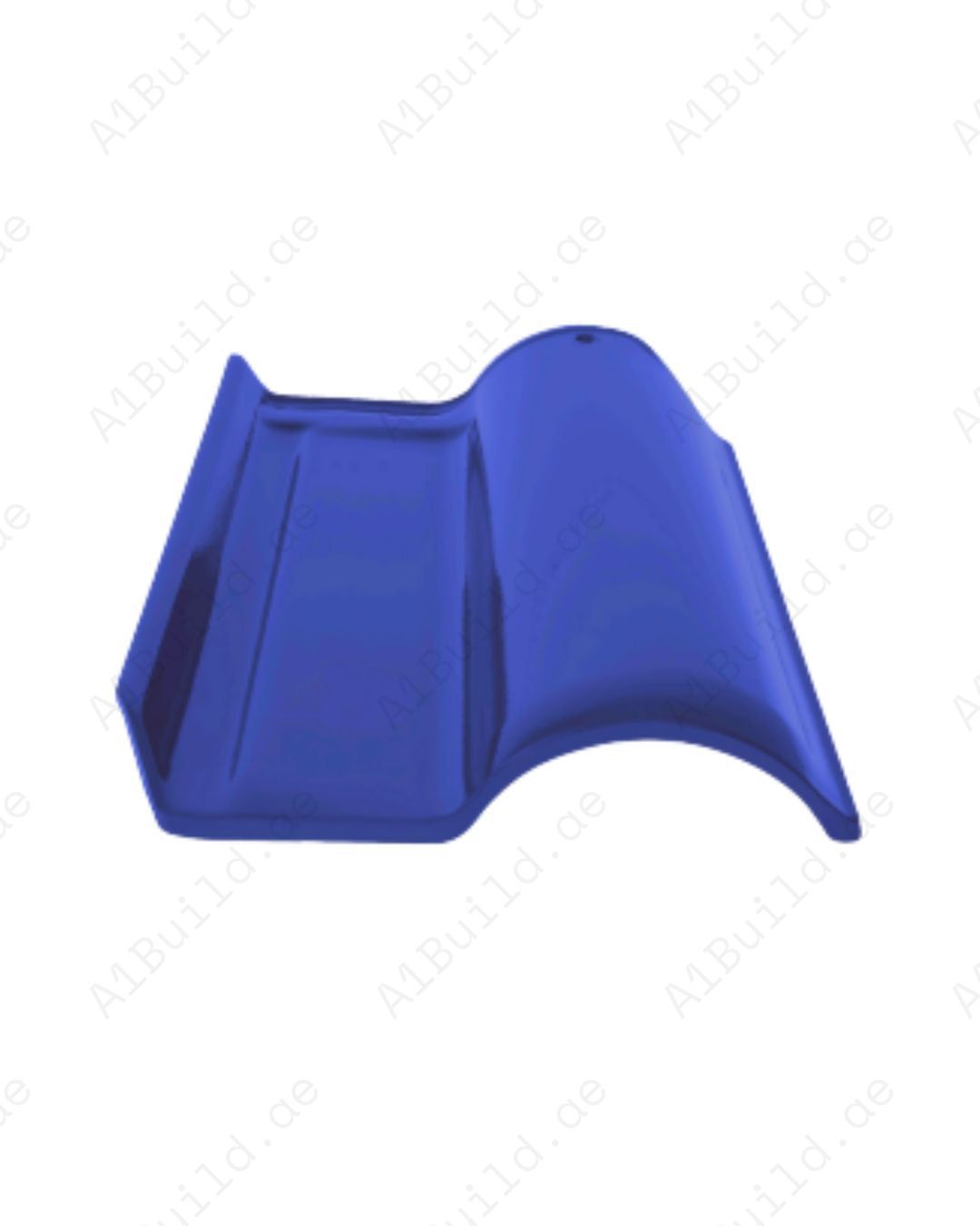 Blue curved ceramic roof tile 42×27 cm, 2.8kg each, 12 tiles/m². Weatherproof, modern, and long-lasting design for stylish durable roofing.