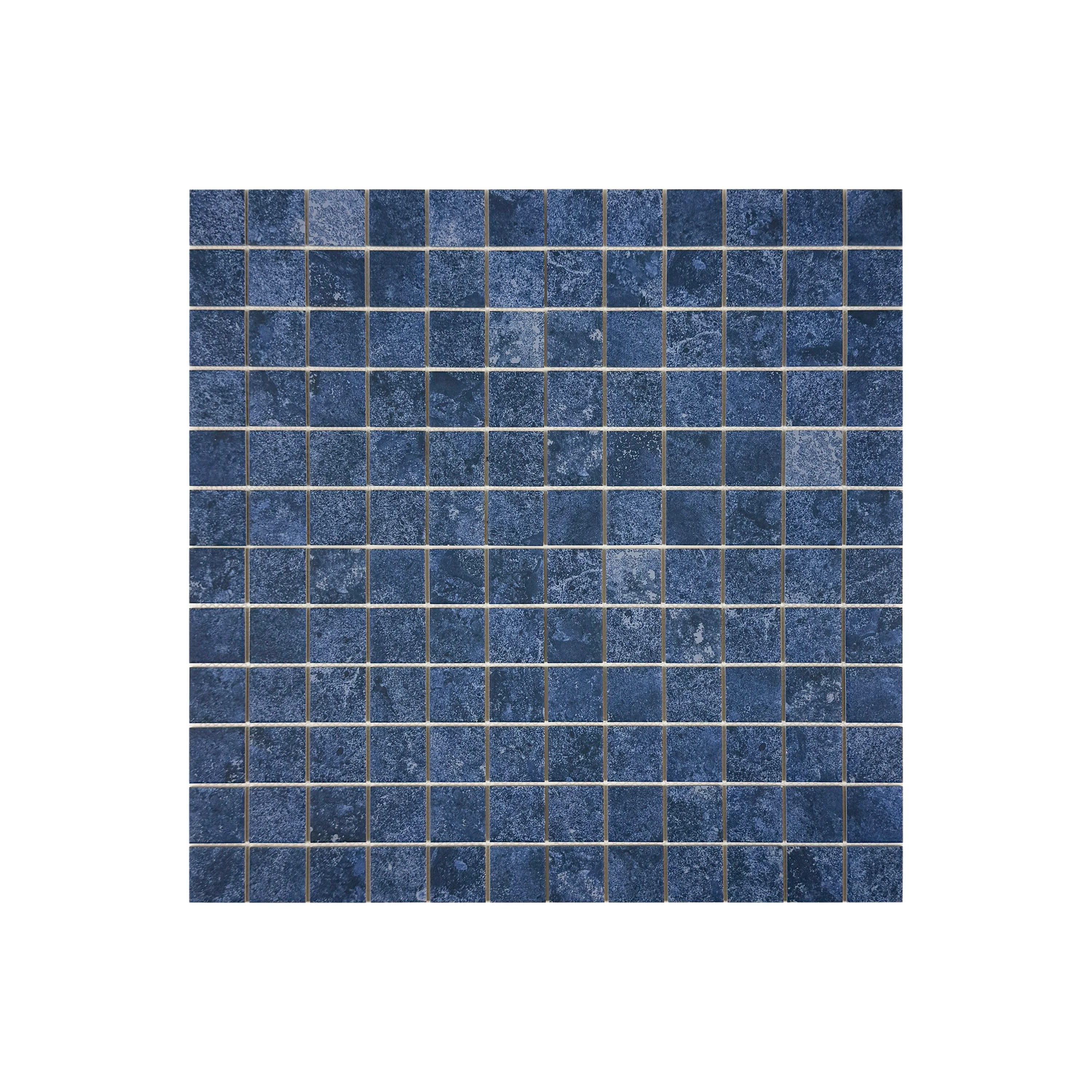 Blue matte porcelain mosaic tiles for pools and spas. Slip-resistant, UV durable, eco-friendly, and perfect for residential and commercial aquatic spaces.