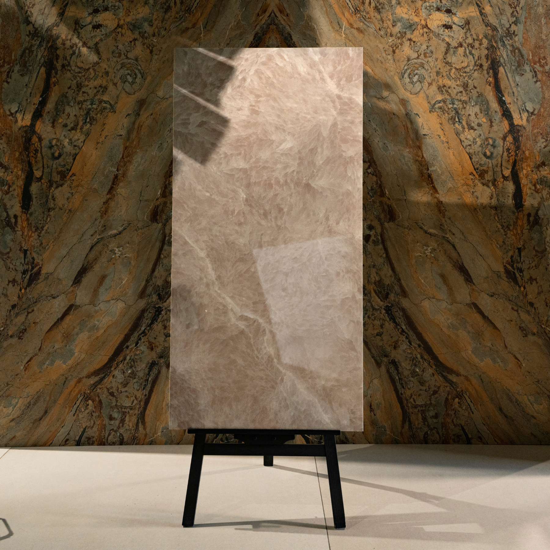 Blush Fur porcelain tile 60x120cm 9mm thickness, soft pink marble look design, durable porcelain, ideal for stylish floors and walls.