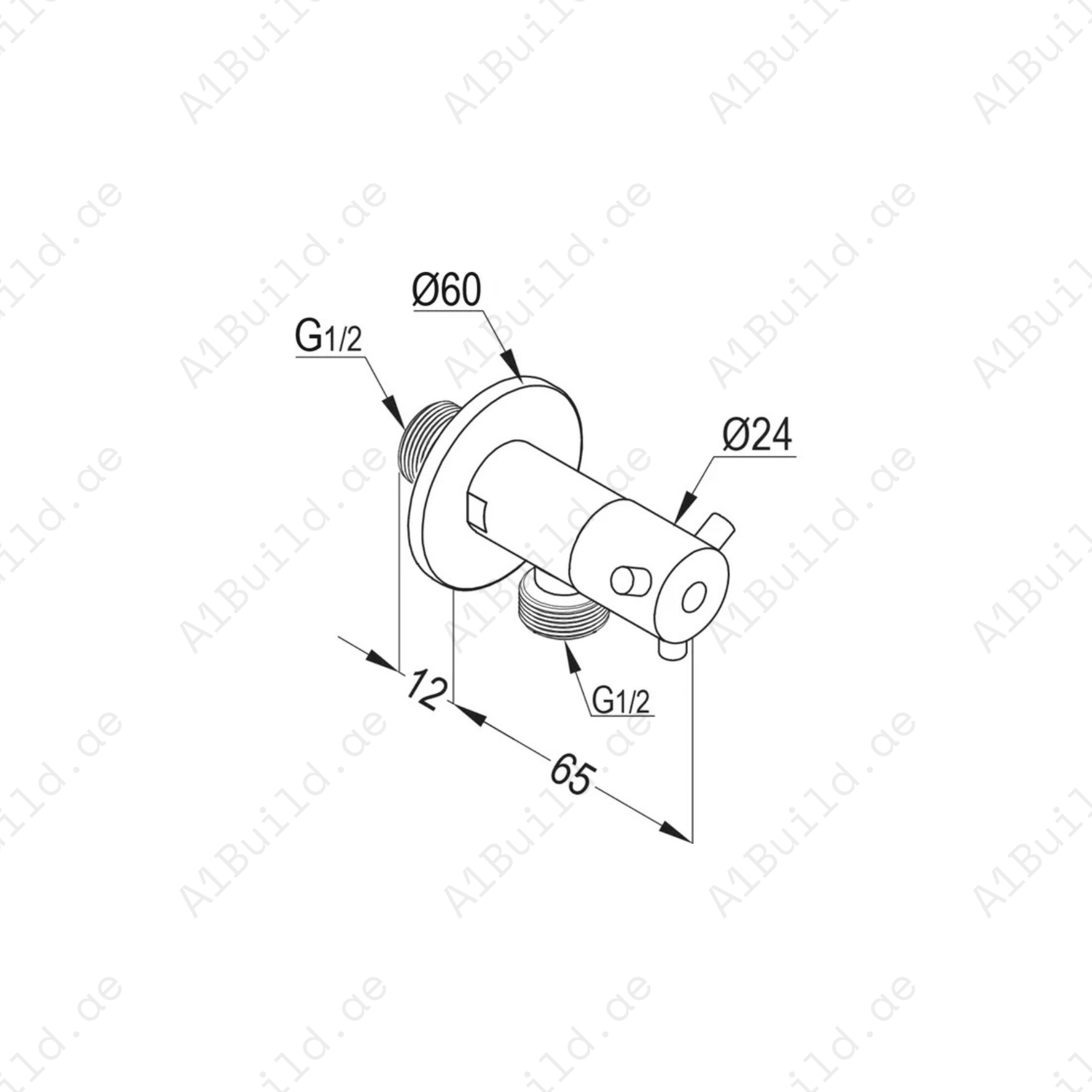 Brass Angle Valve DN15 Chrome – Hot and Cold Control, Ceramic Disc, Stainless Steel Rosette